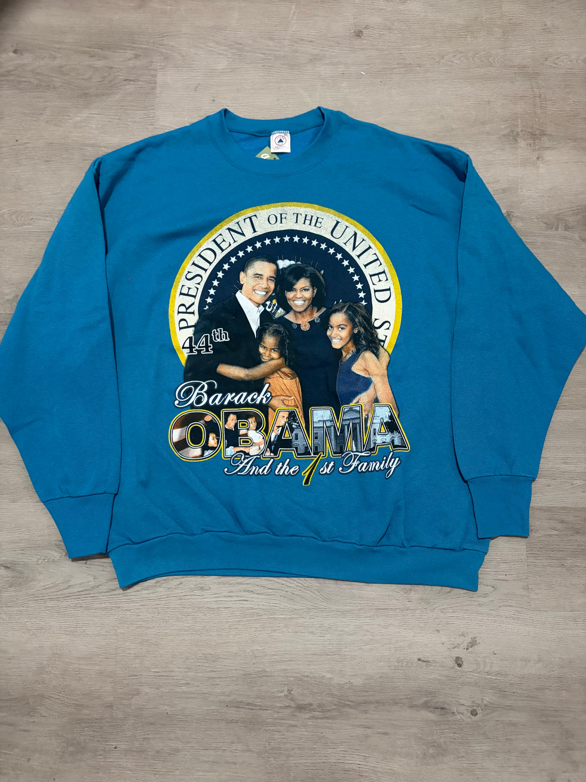 Barack Obama 44th President First Family Blue Graphic Sweatshirt