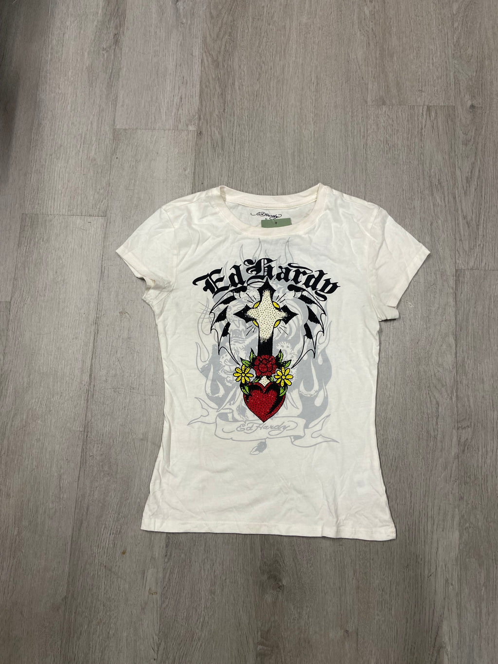 Women’s Ed Hardy Rhinestone Cross Tee