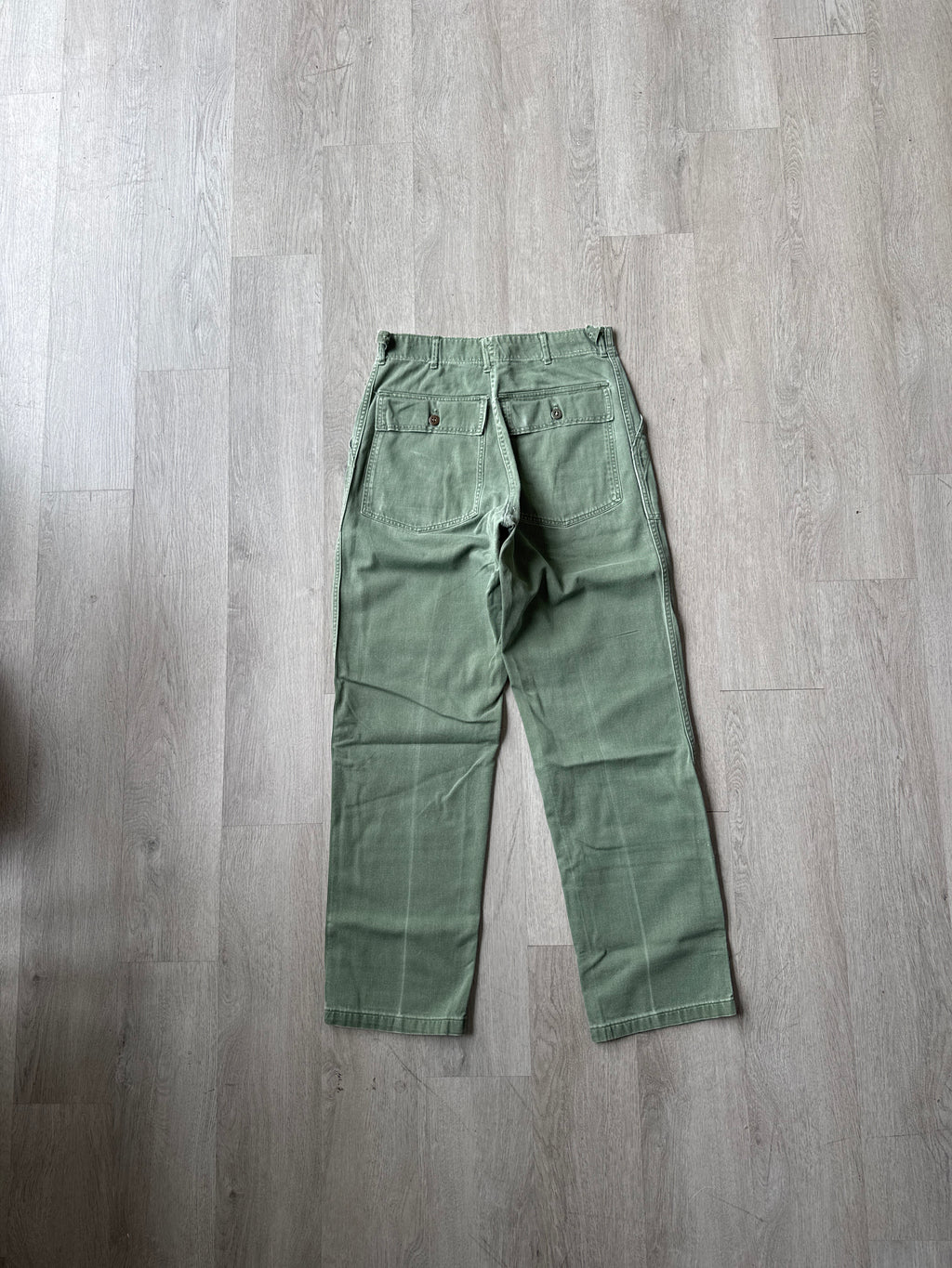 Vintage 70s Vietnam Era OG-107 Military Utility US Army Fatigue Olive Green Trousers