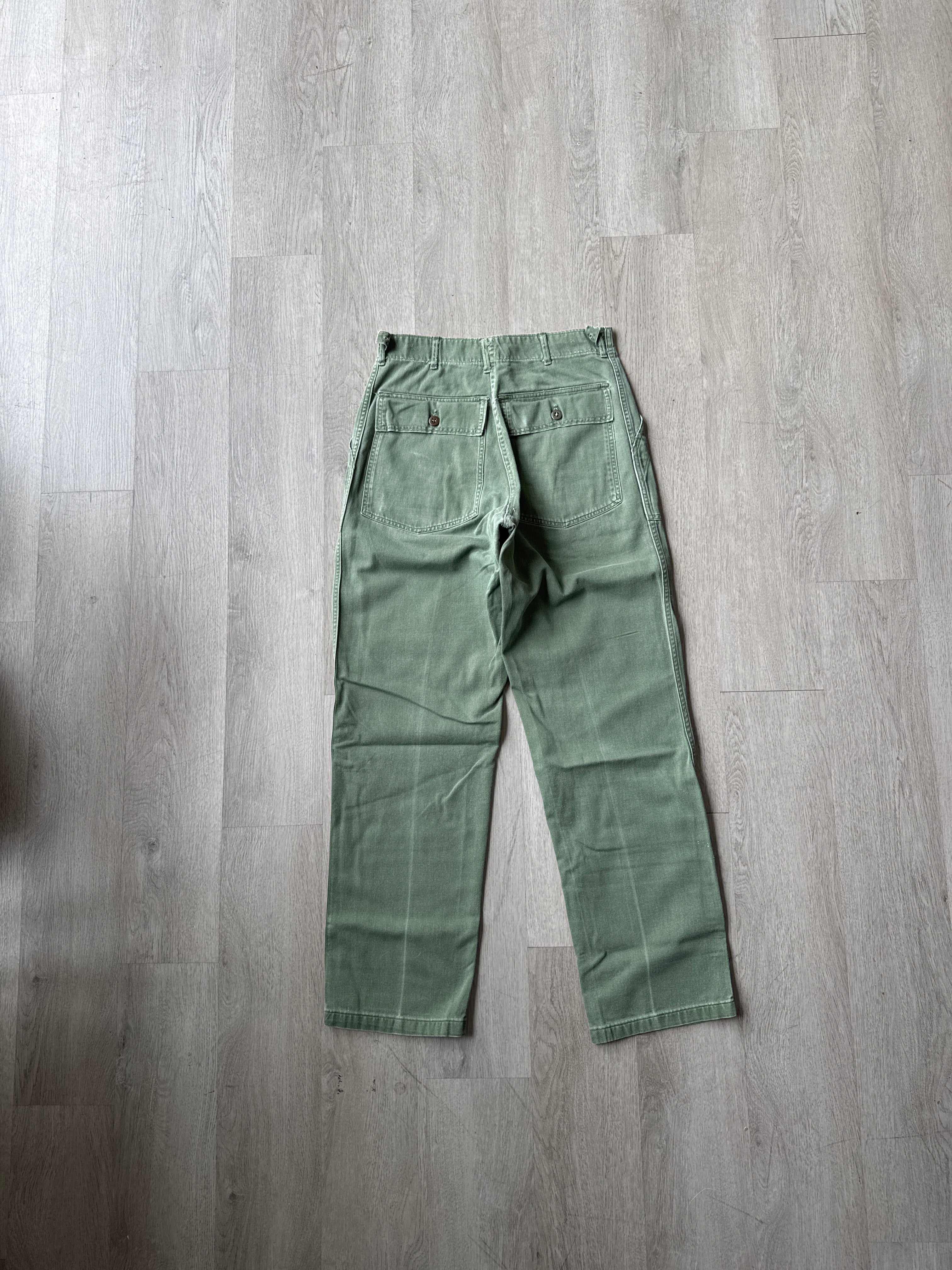 Vintage 70s Vietnam Era OG-107 Military Utility US Army Fatigue Olive Green Trousers