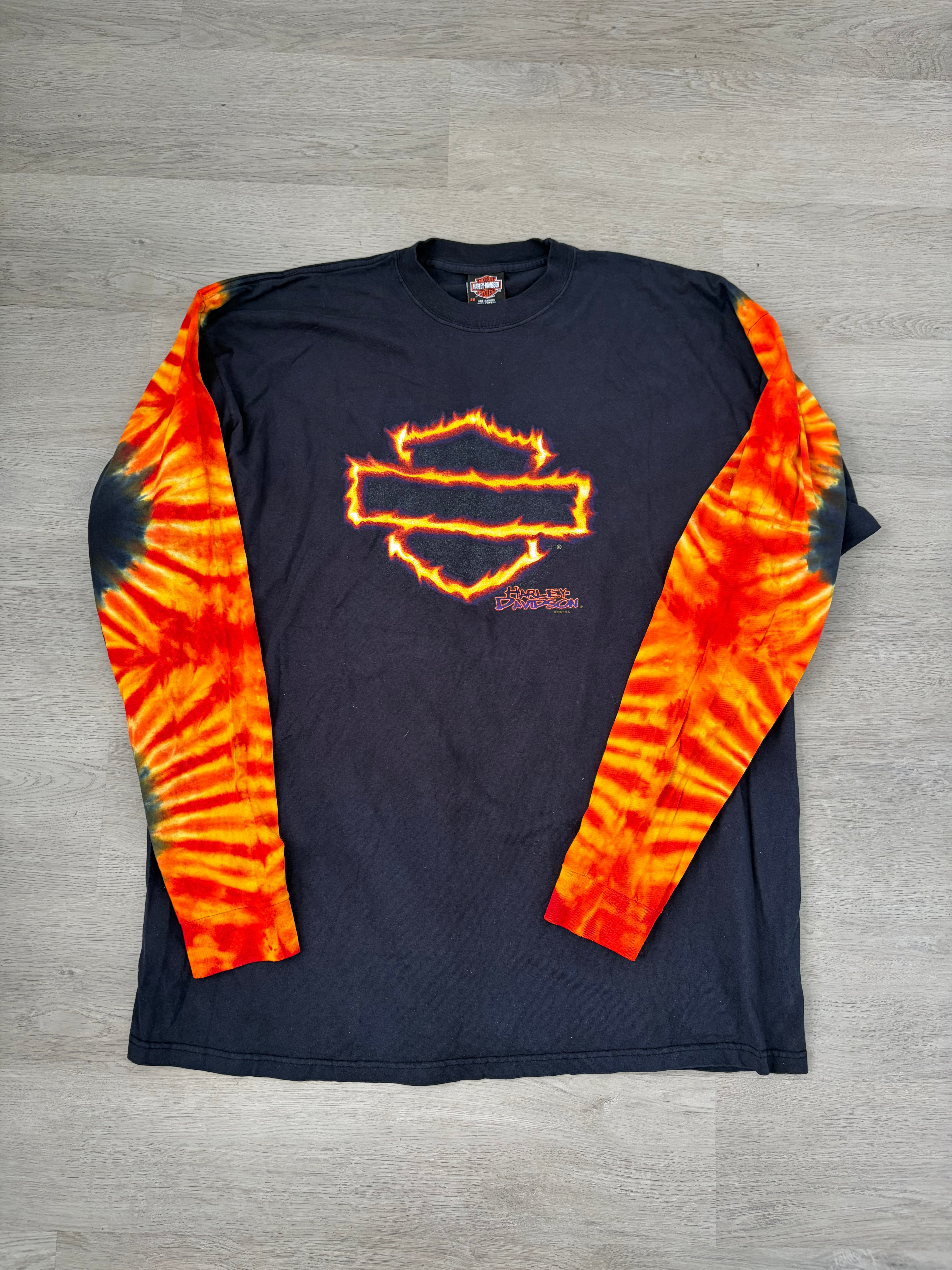 Vintage Harley Davidson Flame Sleeve Mobile Bay Alabama Long Sleeve Tee
