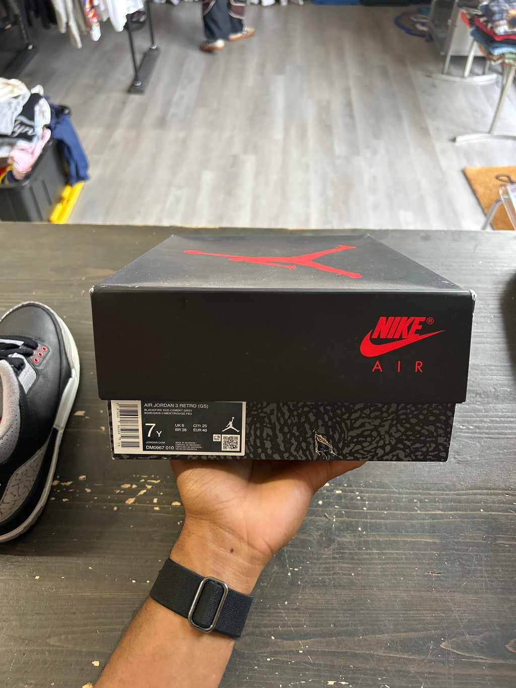 Pre-owned Jordan Retro 3 Black Cement 2024