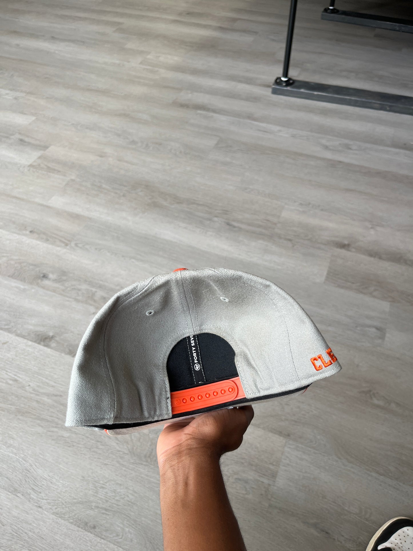 Grey Clemson University Orange Paw Snapback Hat