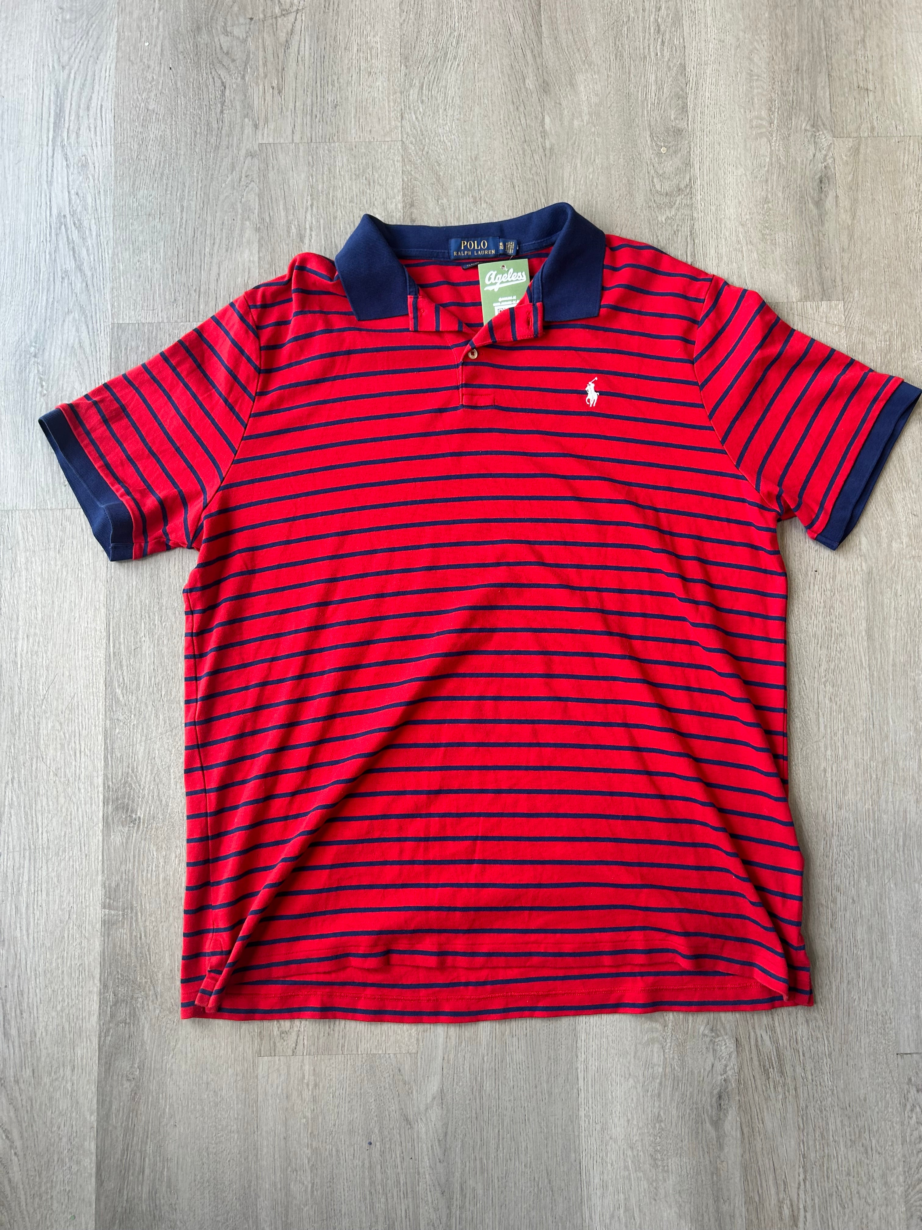 Vintage Polo Ralph Lauren Red and Navy Striped Polo