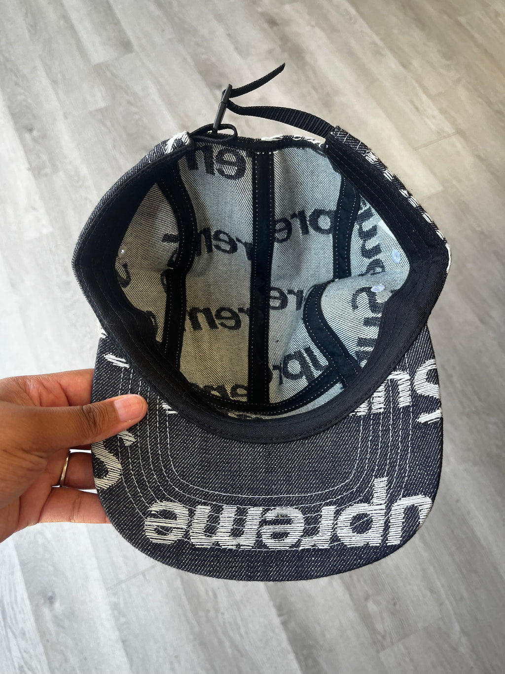Supreme Jacquard Logos Denim Camp Hat