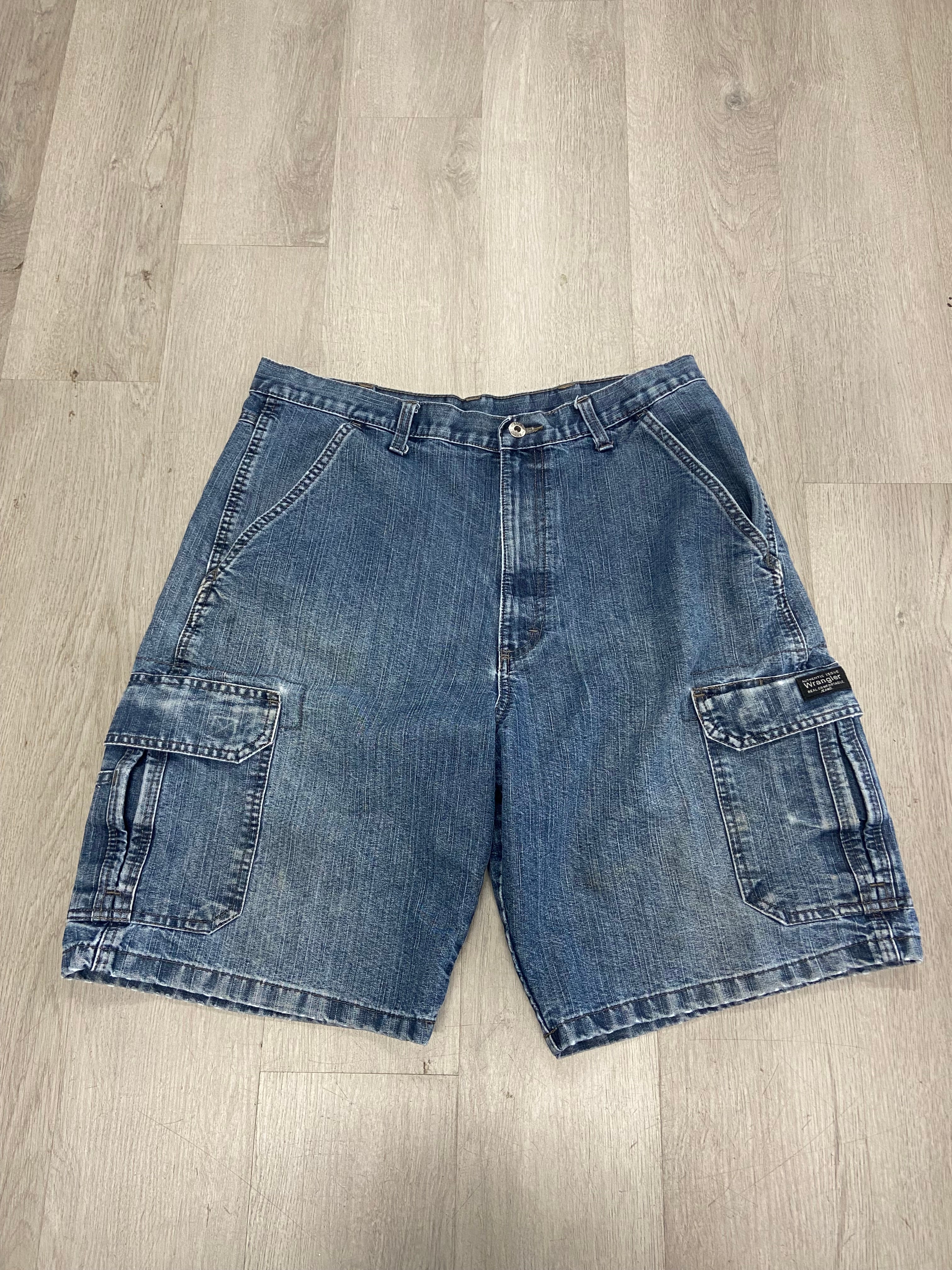 Wrangler Blue Denim Cargo Jean Shorts Jorts