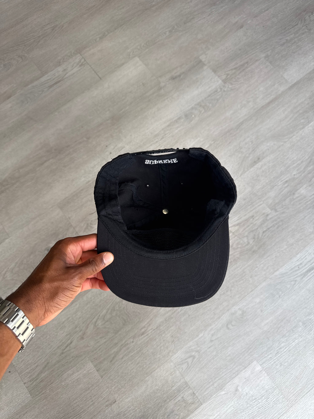 Supreme Shattered Logo 5-Panel Black Snapback Hat