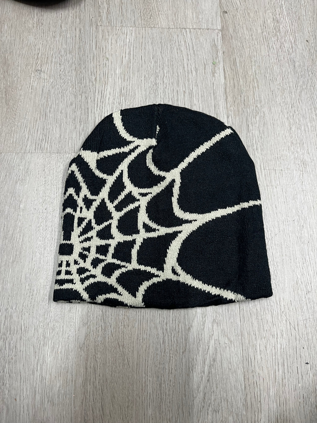 Black w/ Grey Y2K Style Spider Web Beanie