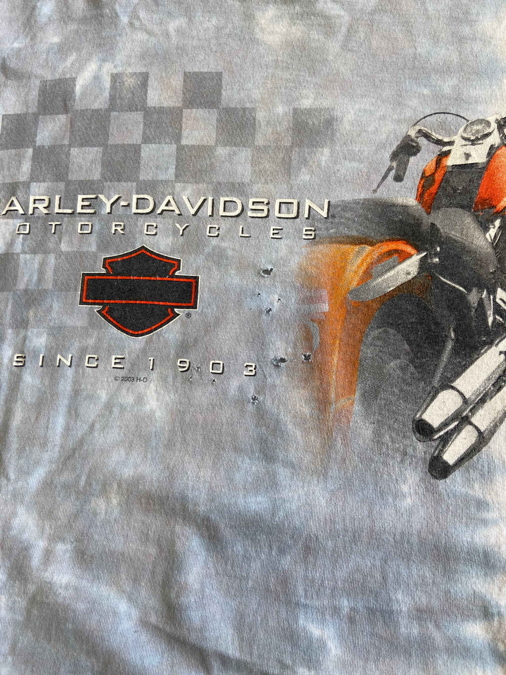 2003 Distressed Harley Davidson Orange Tie-Dye Tee