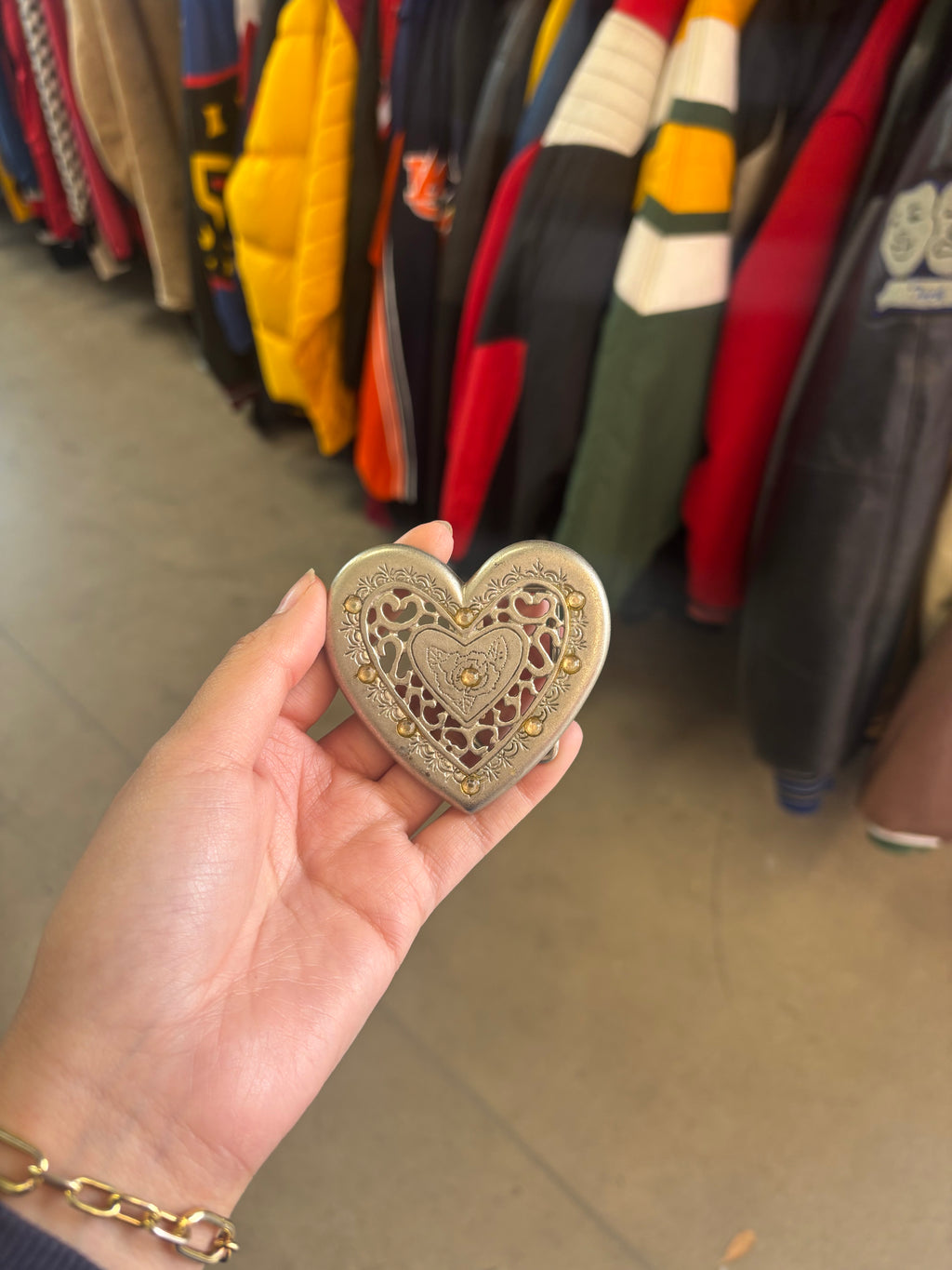Vintage Heart Yellow Stone Belt Buckle