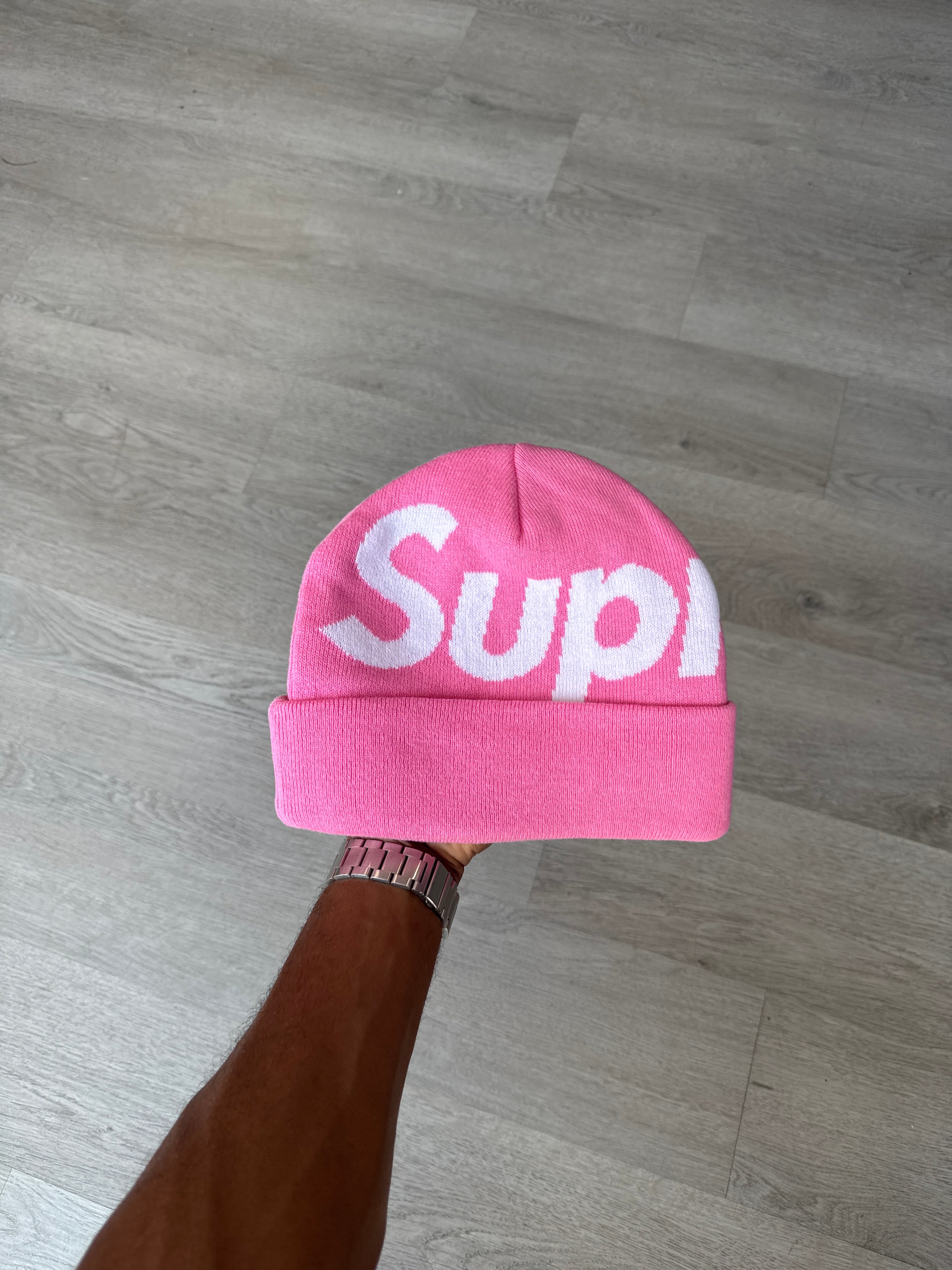 Supreme Big Logo Pink Beanie
