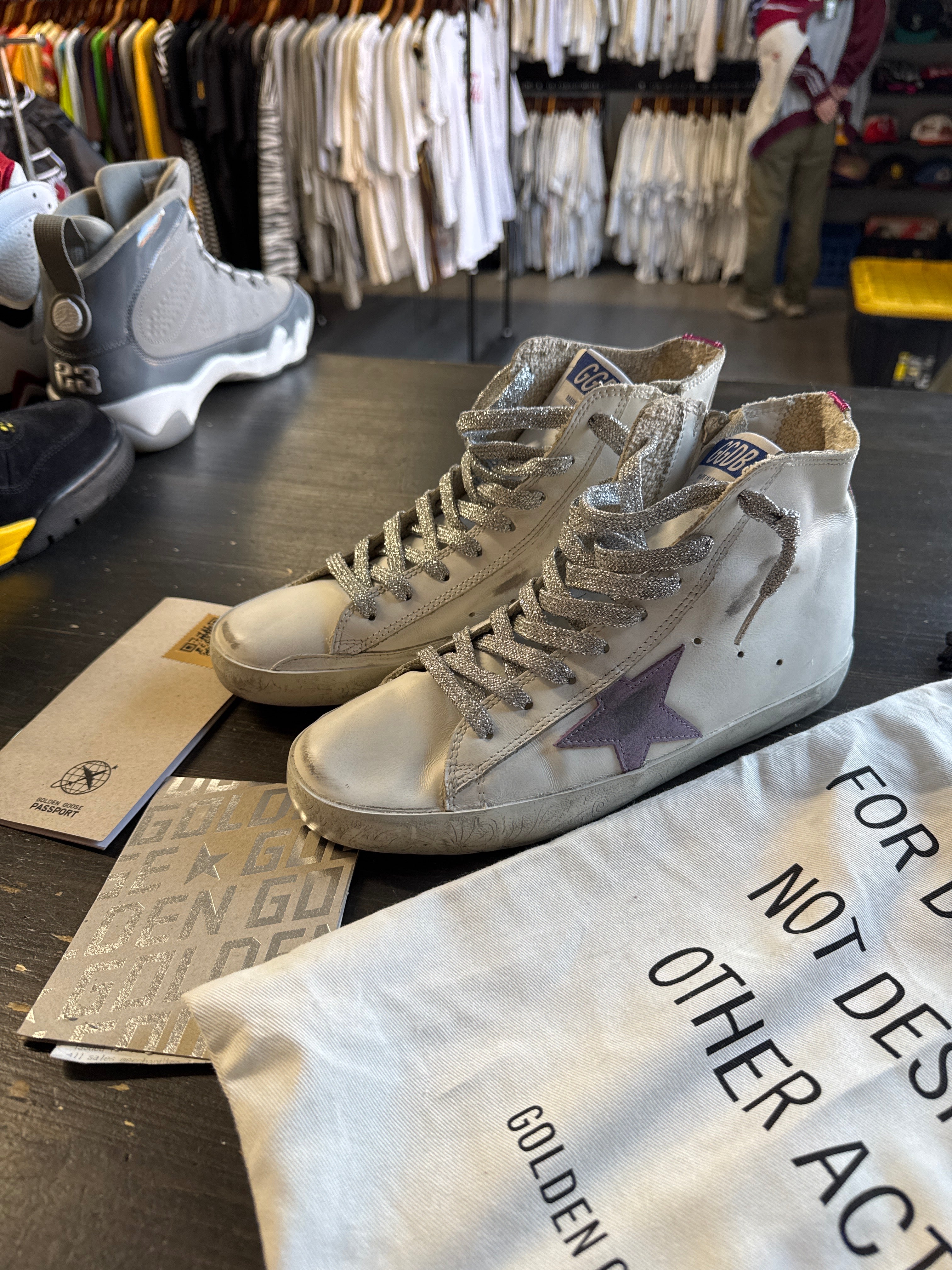 Pre-owned Golden Goose Francy High Top White Lavander Fuxia