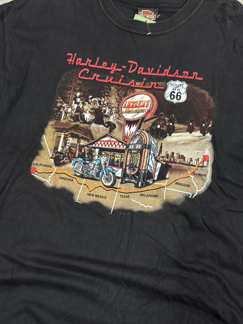 Vintage Harley Davidson Cruisin Route 66 Tee
