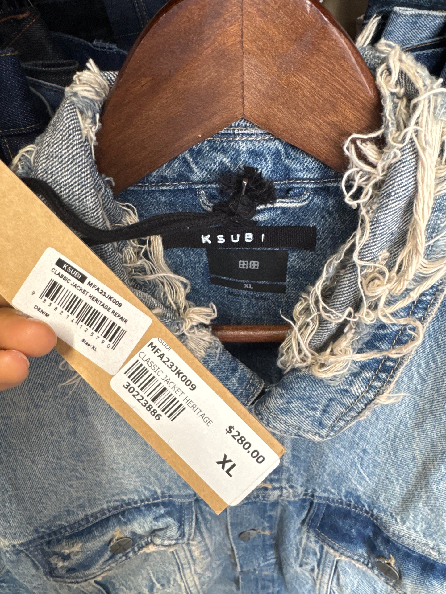 Ksubi Classic Heritage Repair Distressed Denim Jean Jacket