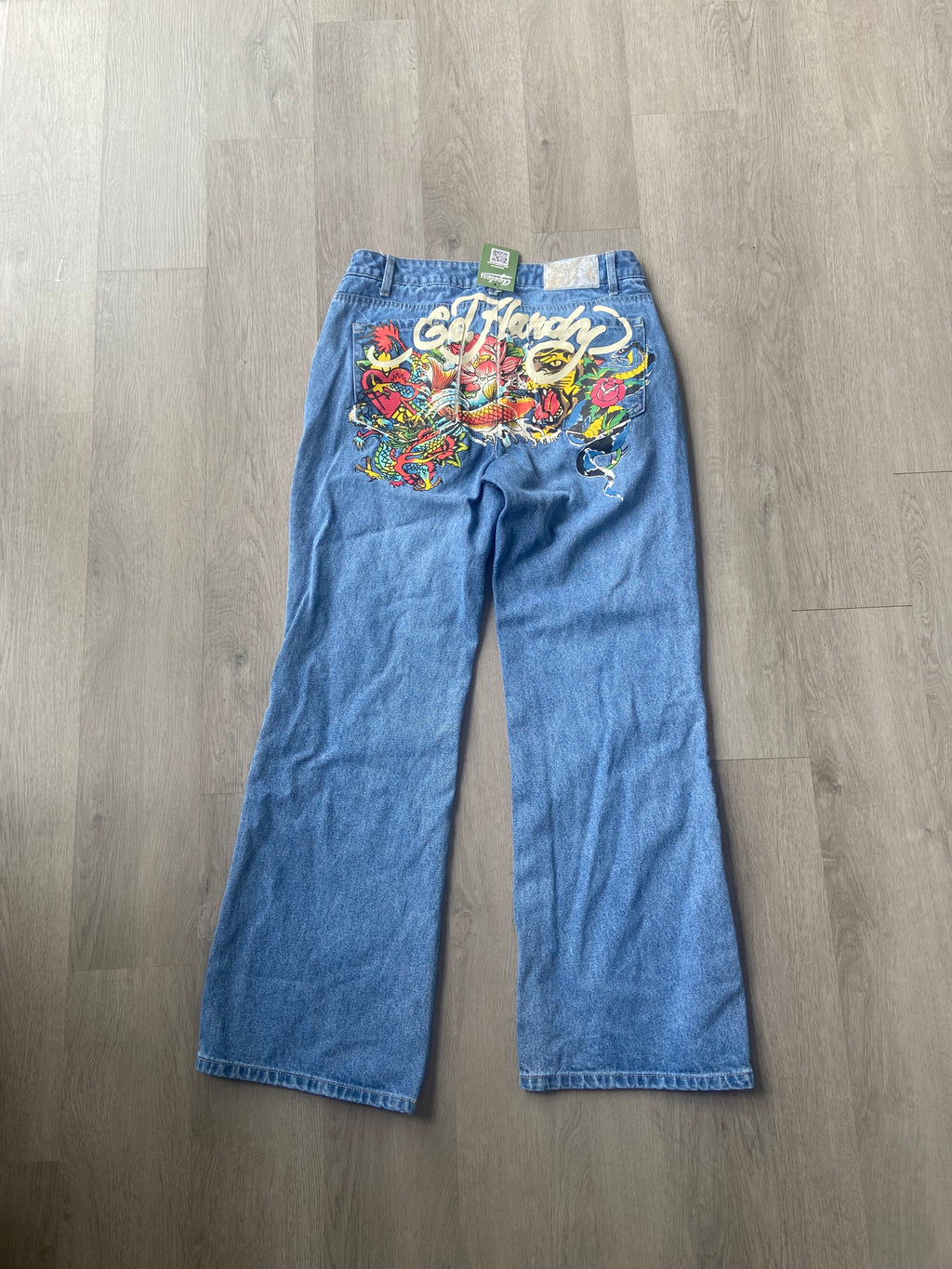 Ed Hardy Medium Wash Graphic Denim Jeans