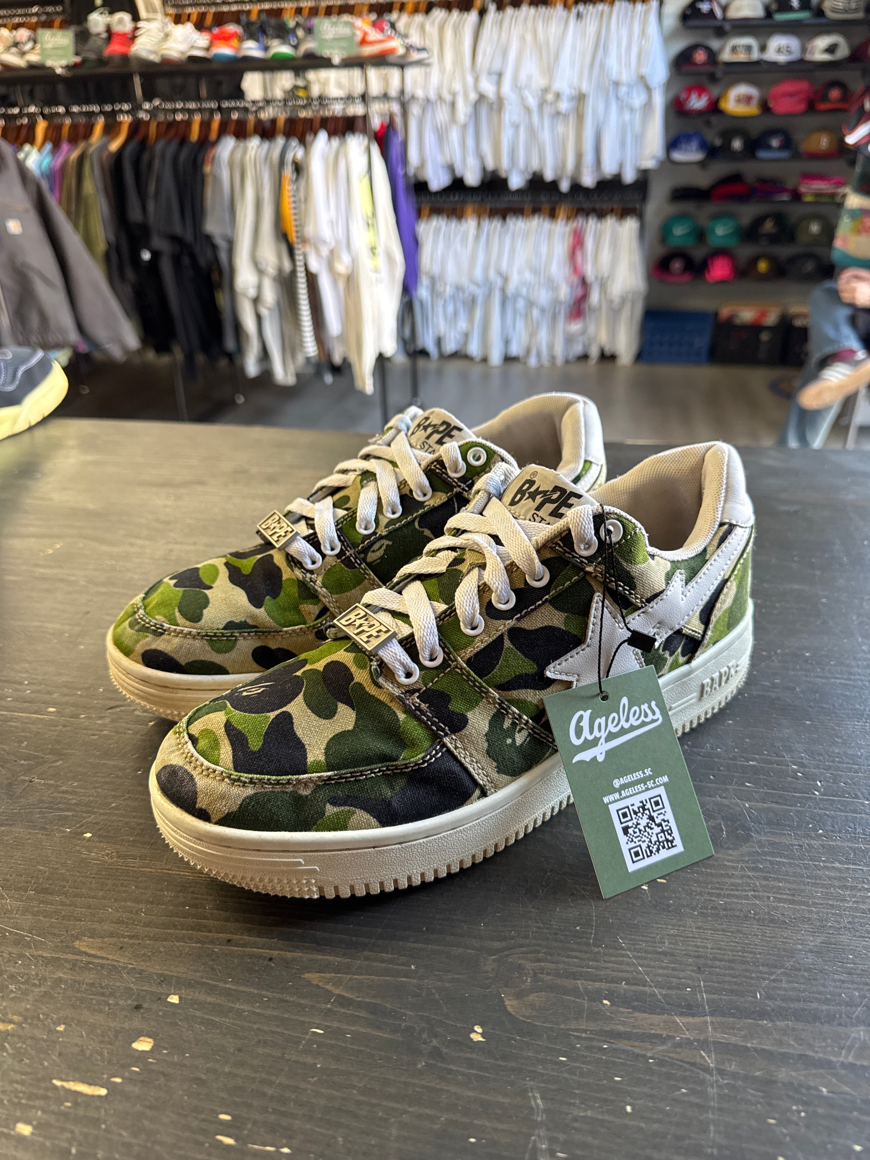 Pre-owned A Bathing Ape Bape Sta Low ABC Camo 20th Anniversary Green