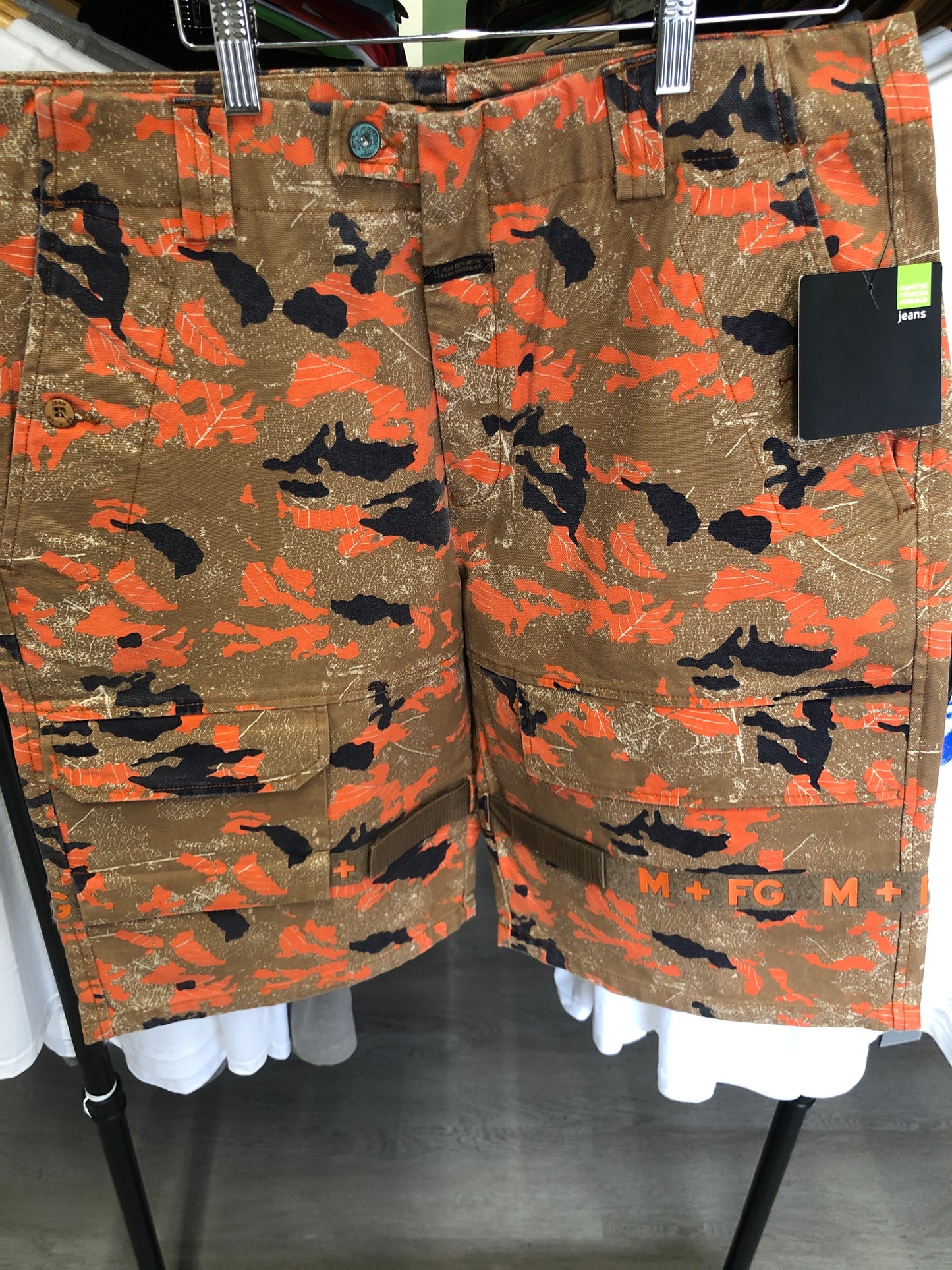 Orange Camo Jean Shorts