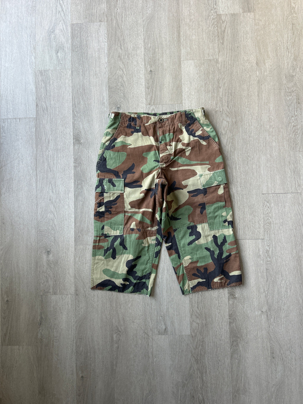 Vintage Military Camo Cargo Long Shorts