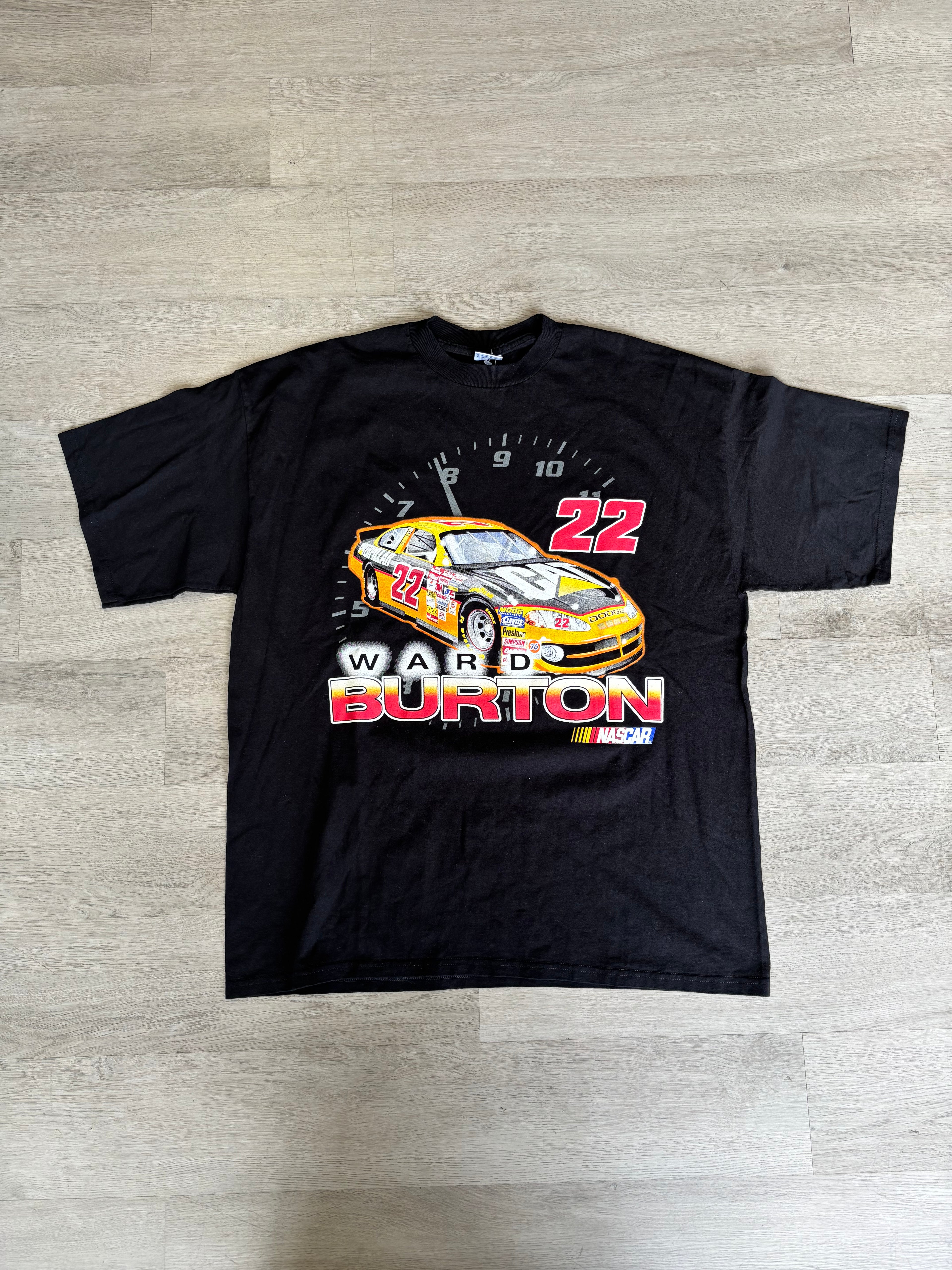 Vintage Black Ward Burton #22 Caterpillar NASCAR Graphic Tee