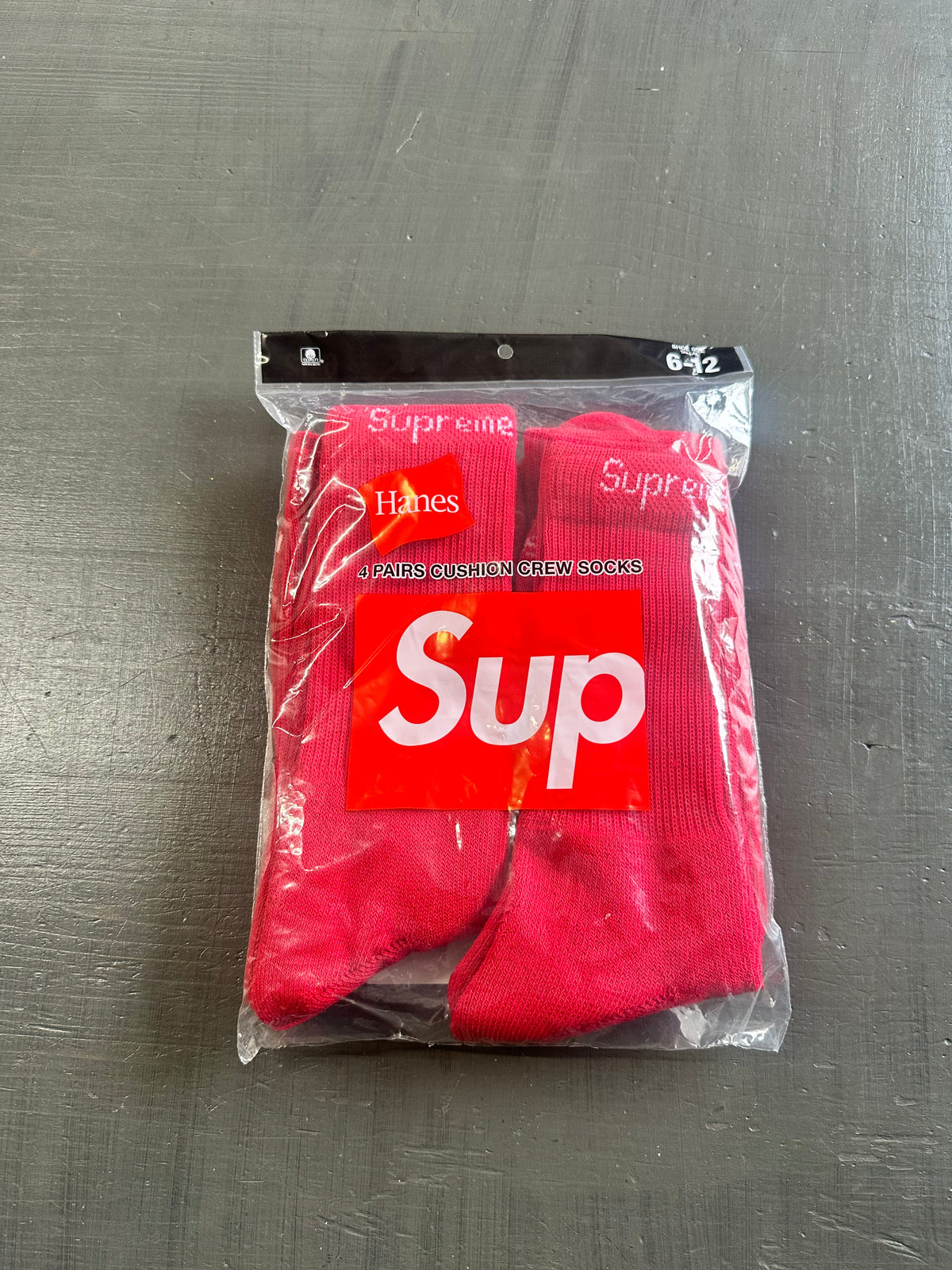 Red Supreme Hanes Crew Socks (4 Pack)