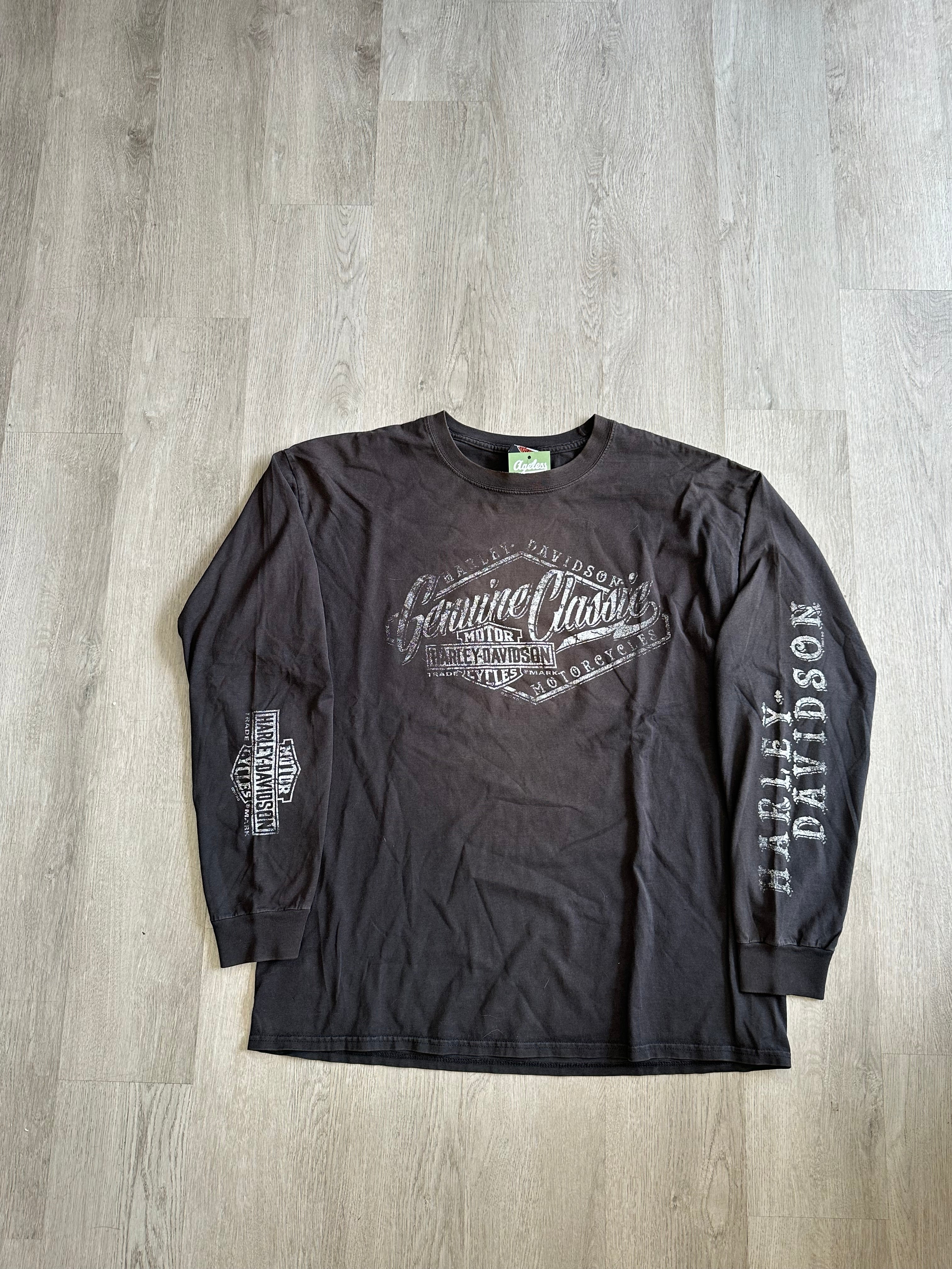 Black Faded Harley Davidson Highway 101 Longsleeve Tee