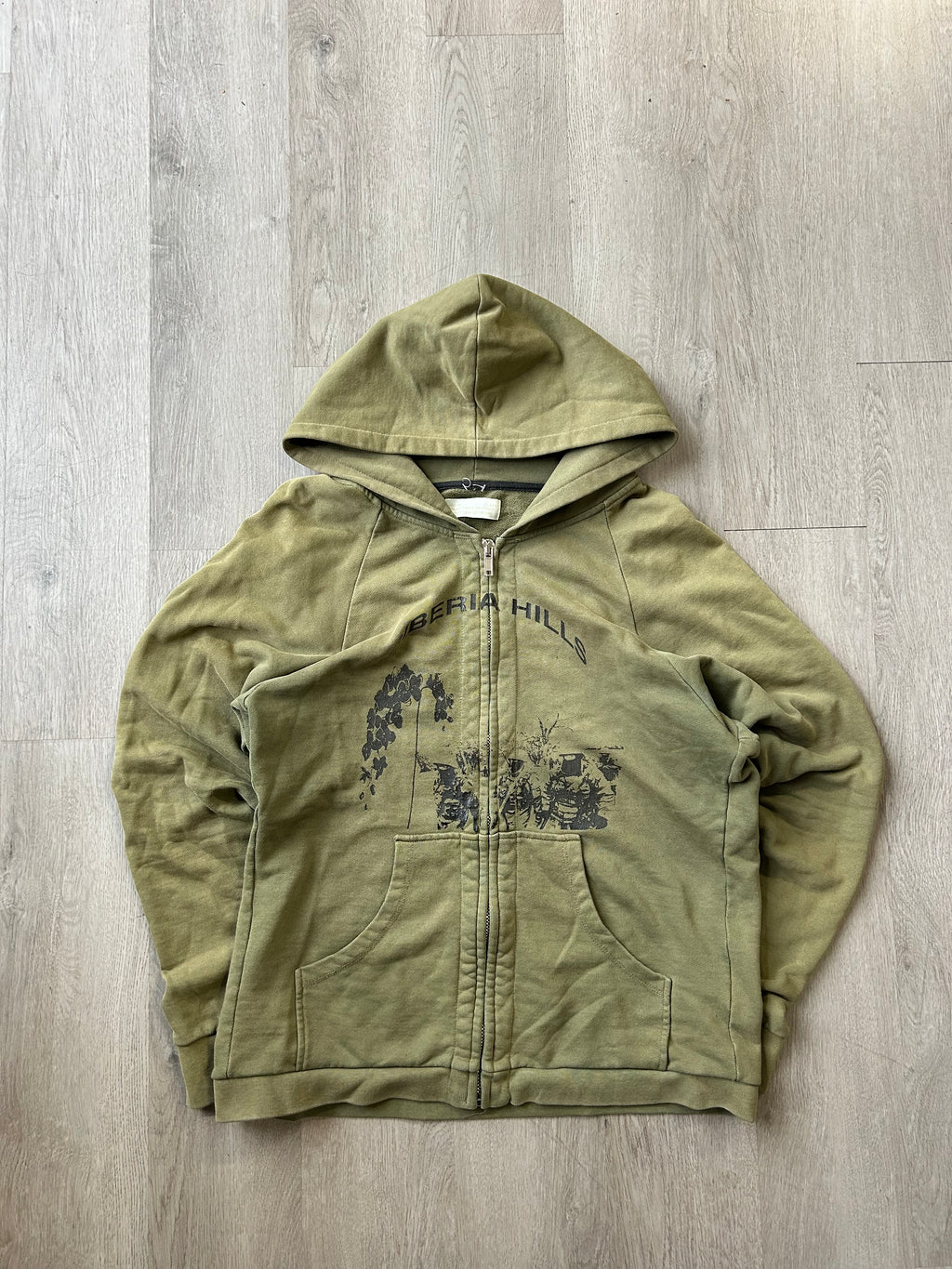 Siberia Hills Faded Olive Green Zip Up Hoodie