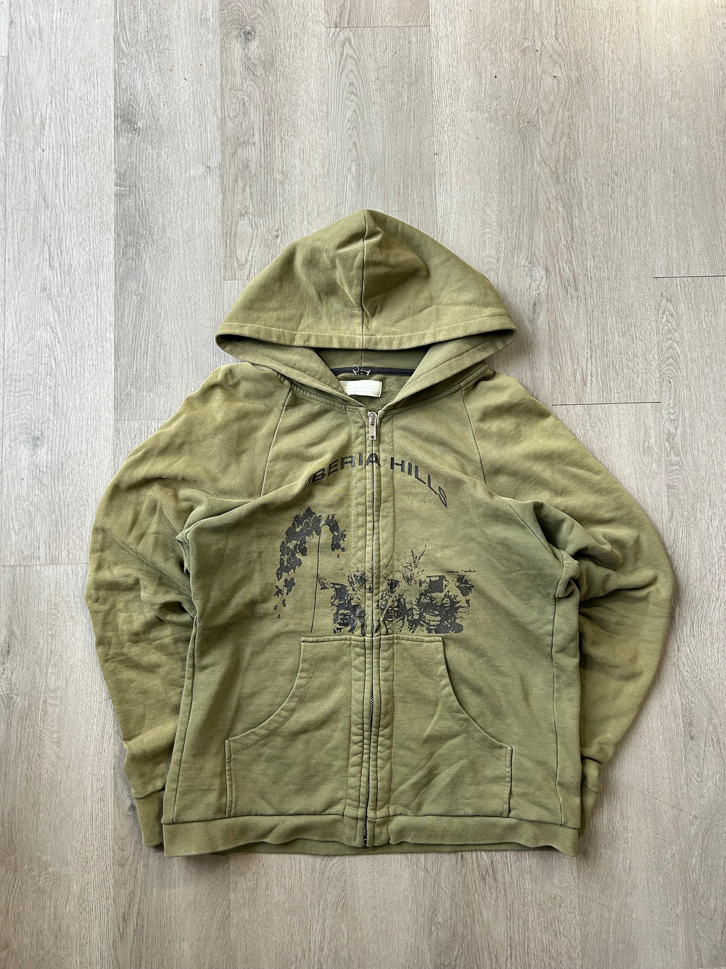 Siberia Hills Faded Olive Green Zip Up Hoodie