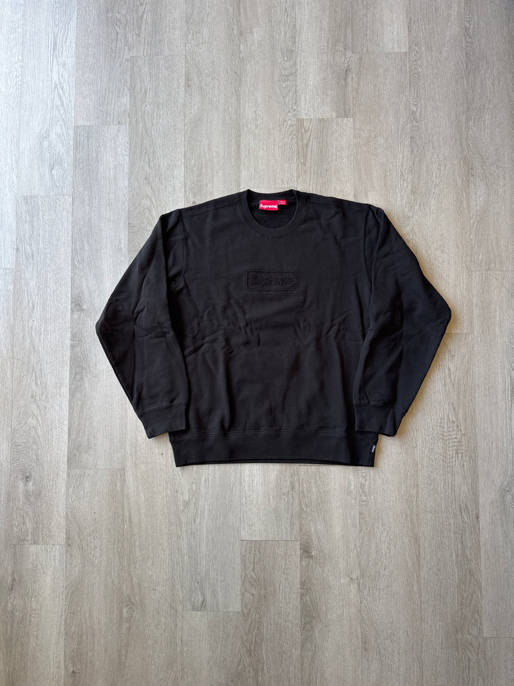 Supreme Cutout Logo Black Crewneck (SS20)