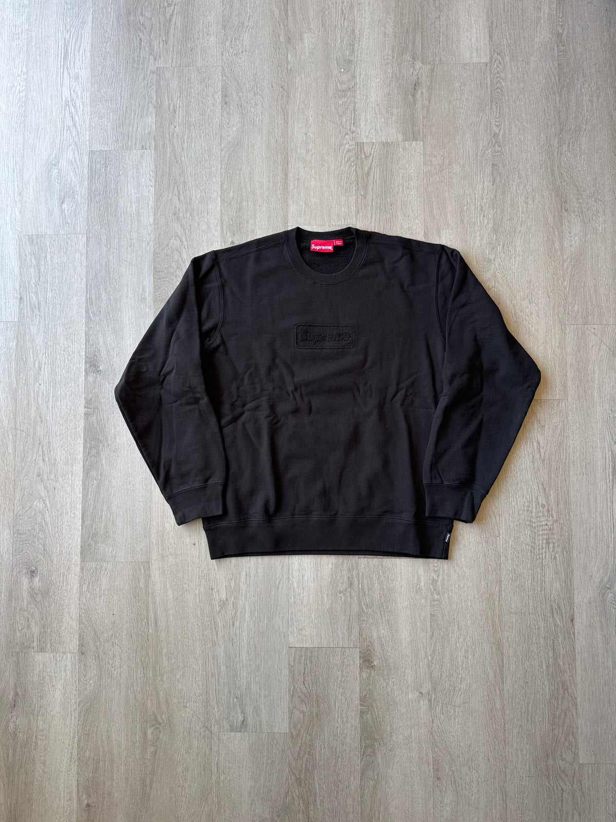 Supreme Cutout Logo Black Crewneck (SS20)