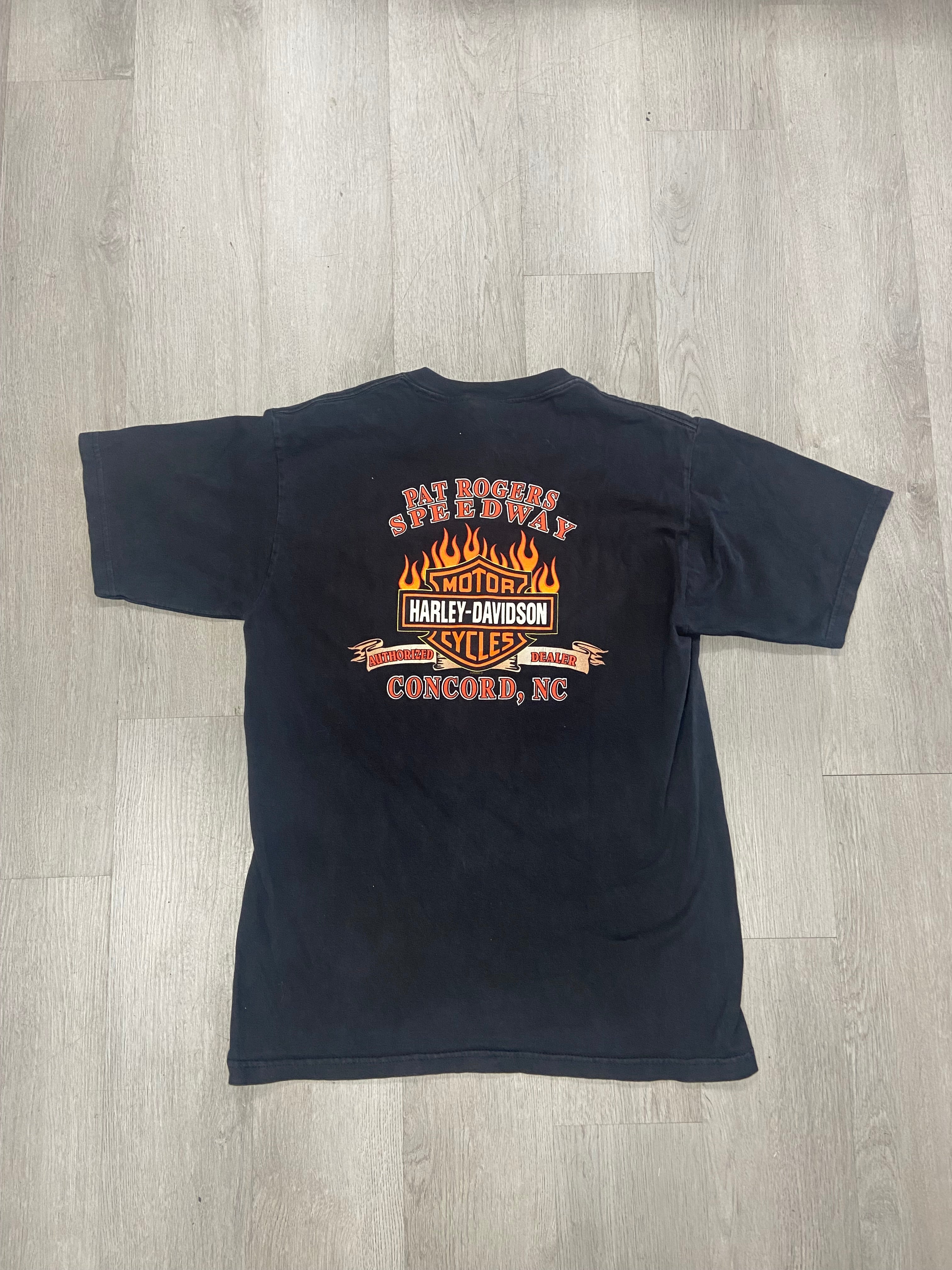 Black Harley Davidson Eagle Pat Roger’s Speedway Tee