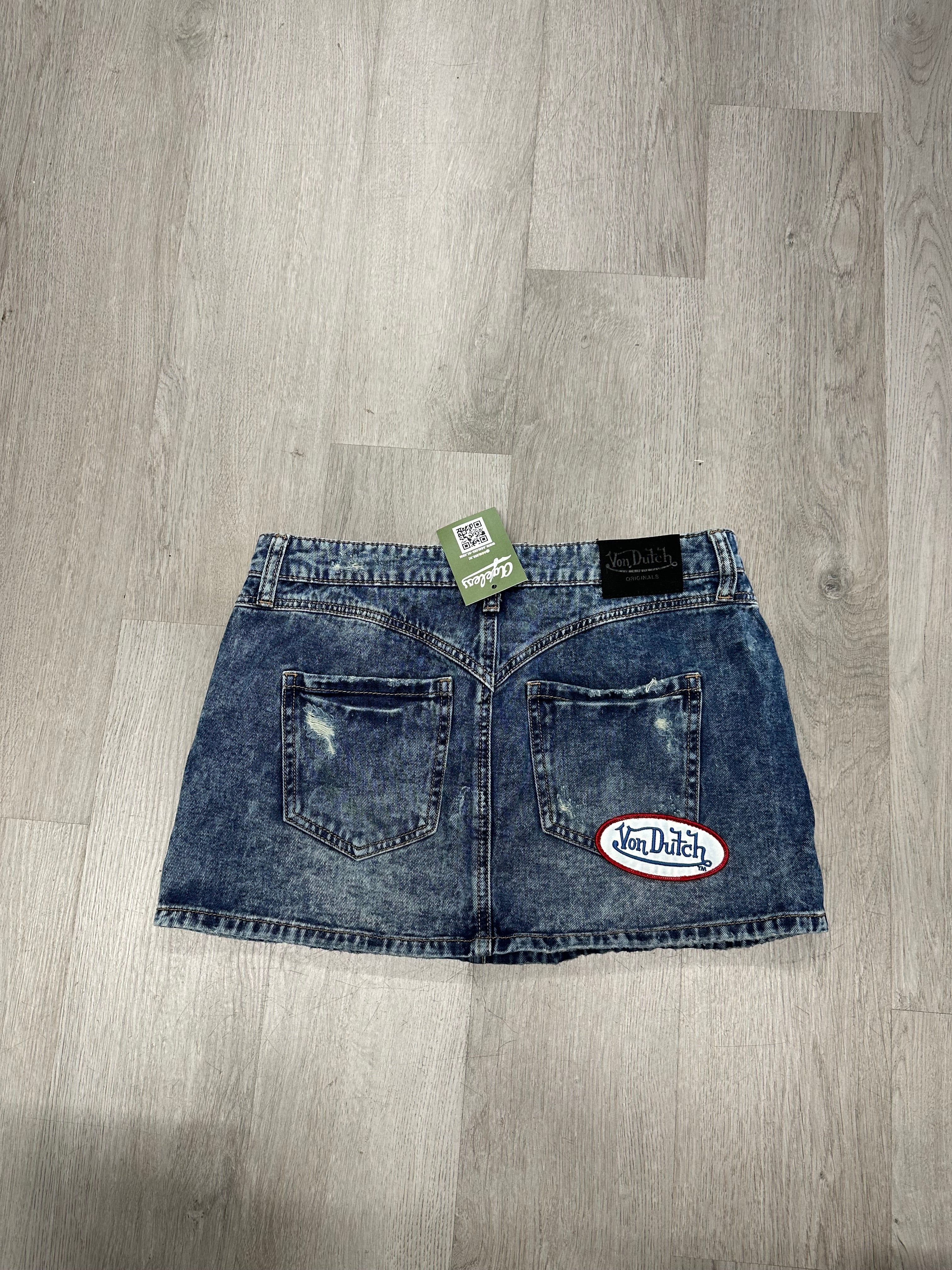 Women’s Von Dutch Acid Wash Denim Jean Skirt