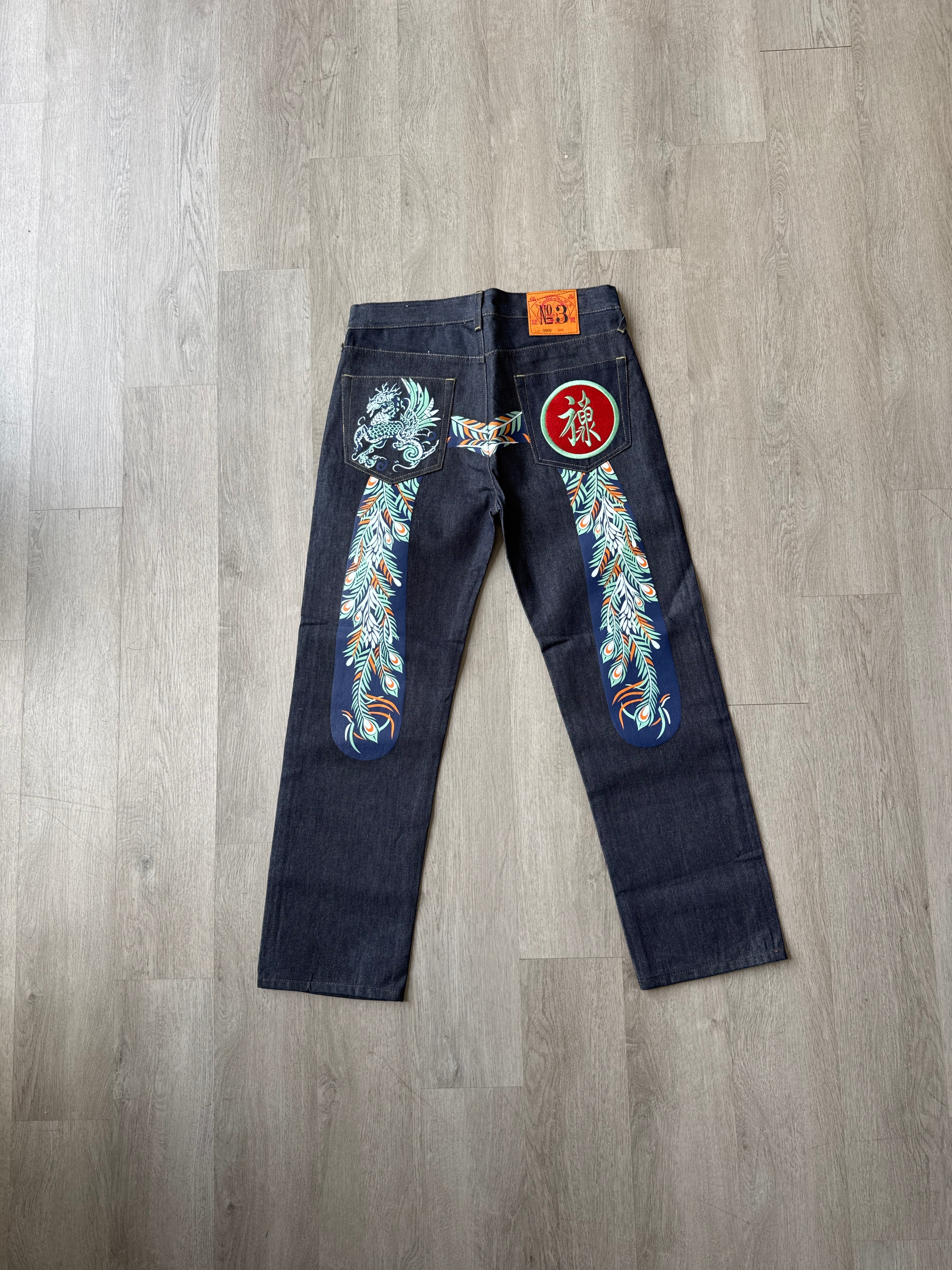 Evisu Embroidered Japanese Art Selvedge Denim Jeans