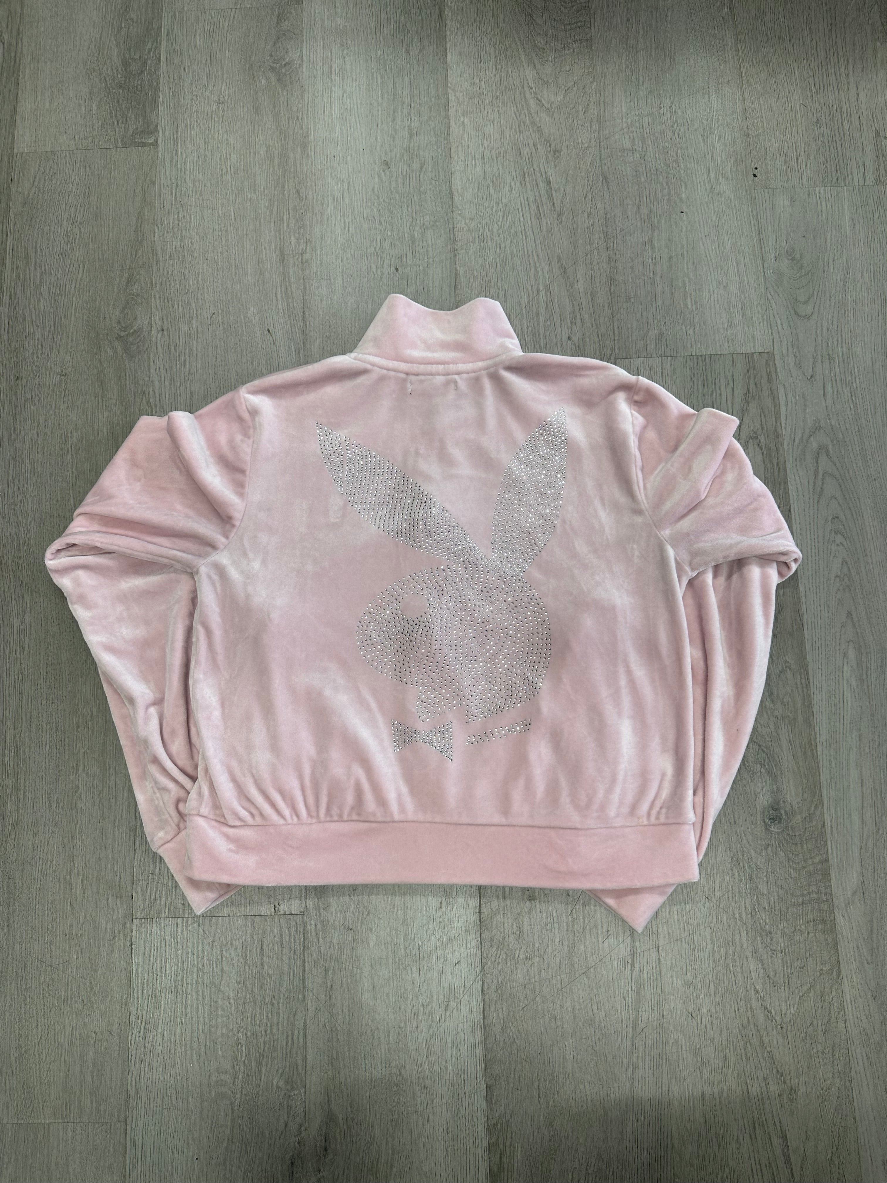 Women’s Pink Playboy Velvour Rhinestone Jacket