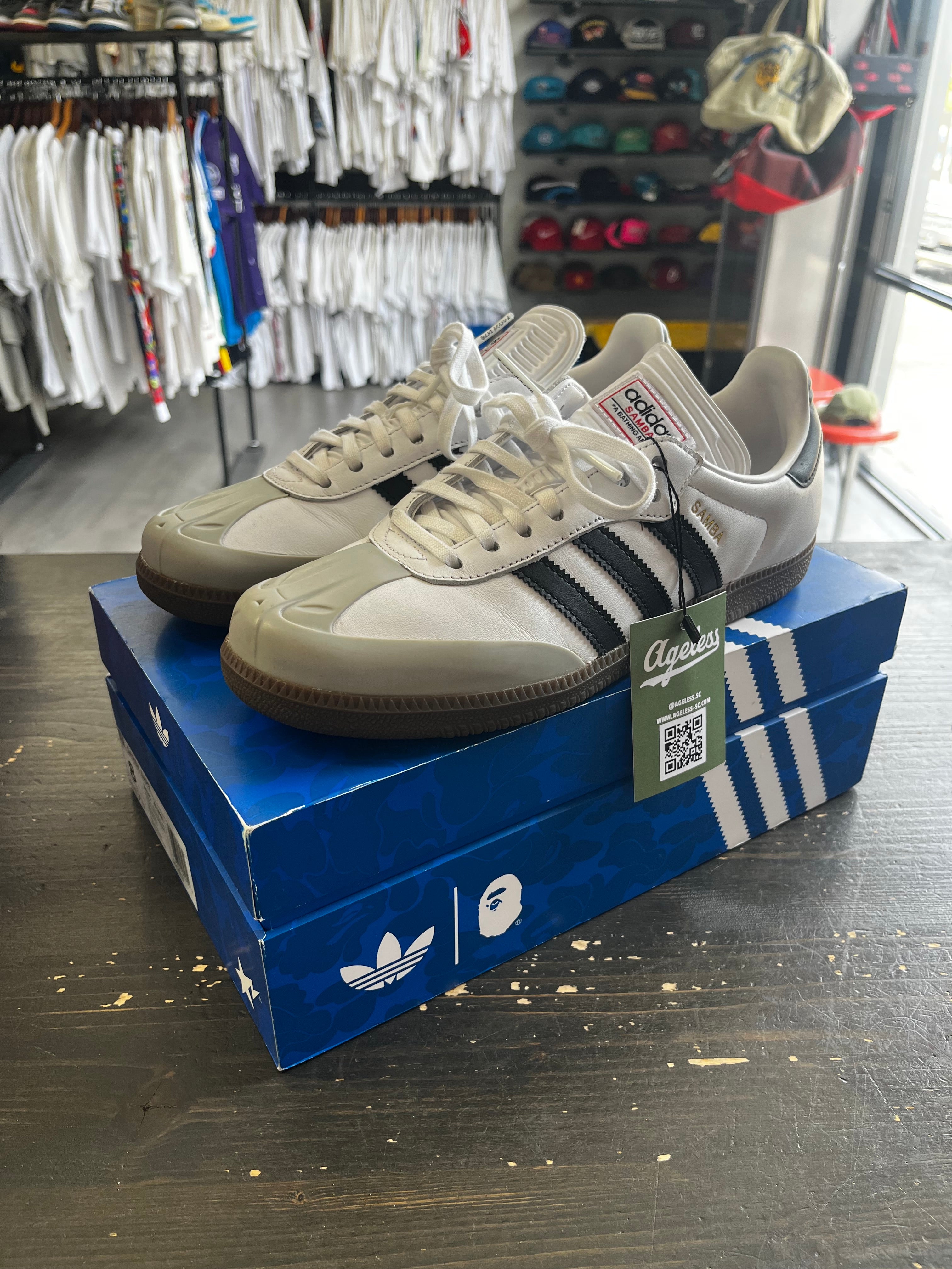 Pre-Owned Adidas Samba Bape White Black Gum