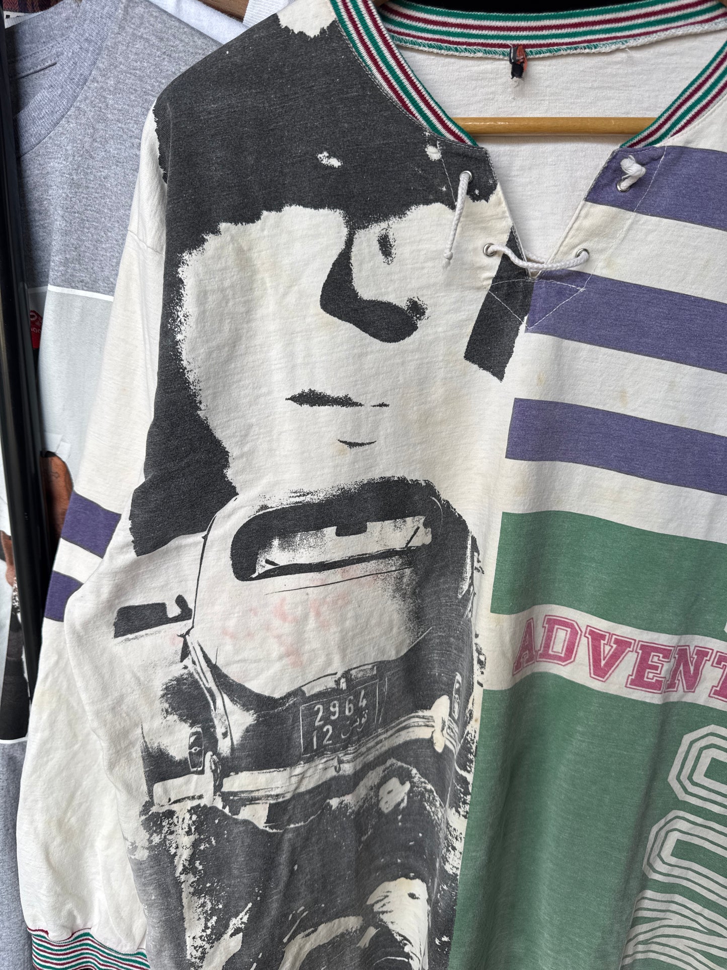 Vintage 90s Patchwork Graphic Adventure Bound Lace Up Long Sleeve Tee