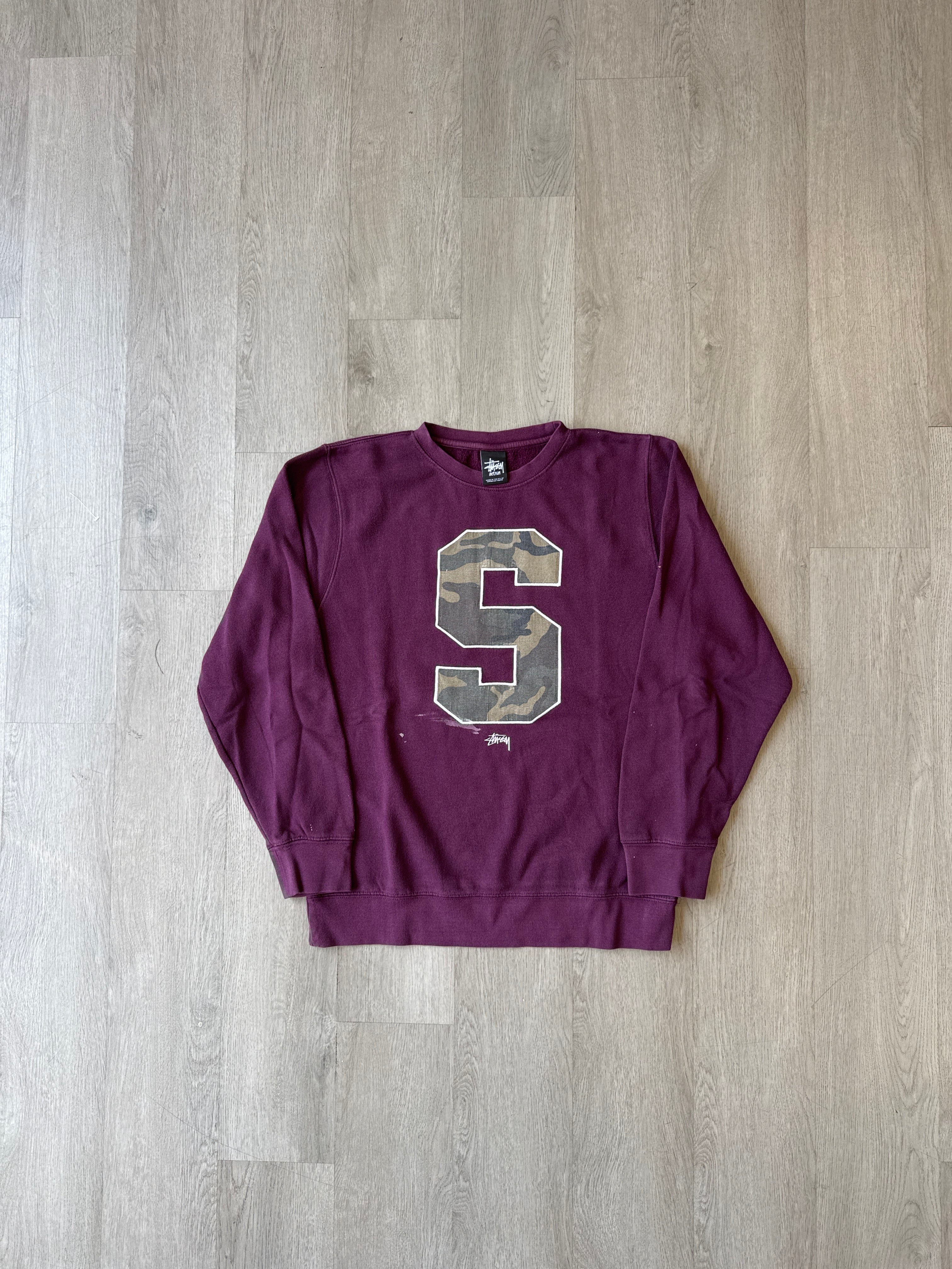Y2K Stussy Camo S Logo Embroidered Sweatshirt