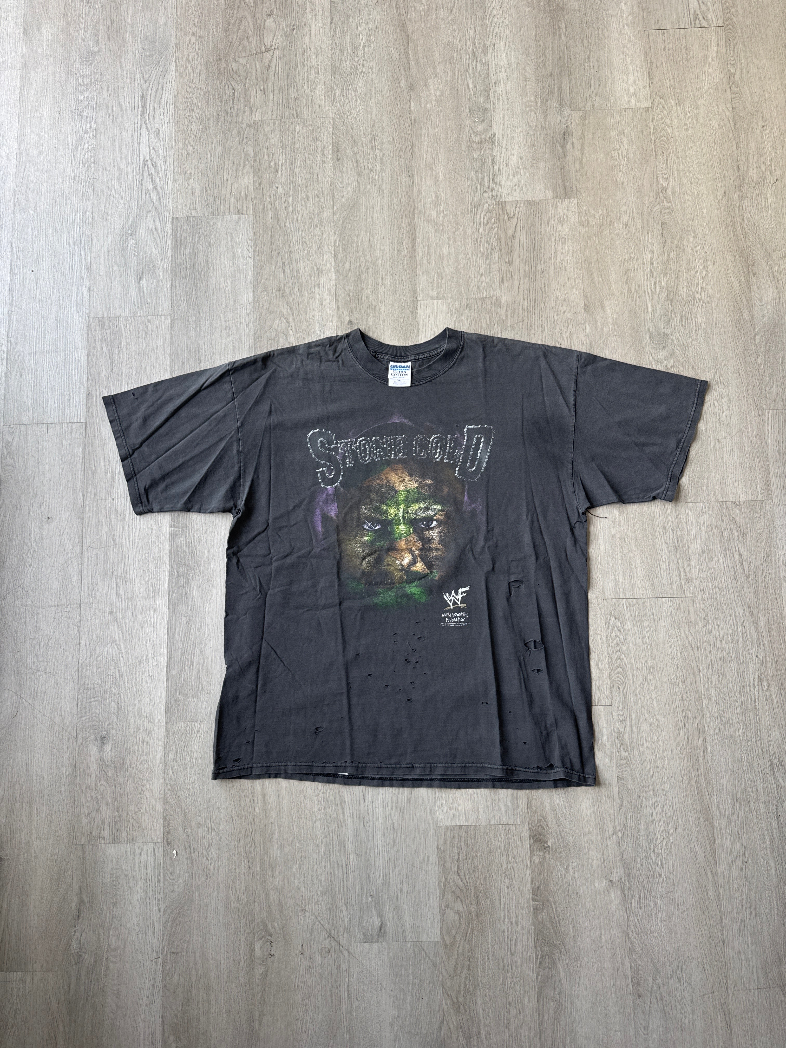 Vintage WWF 1998 Stone Cold Steve Austin Camo Face Distressed Tee