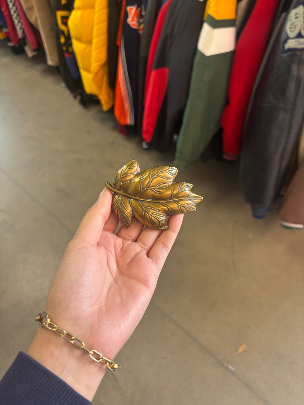 Vintage Gold Leaf Brass Belt Buckle