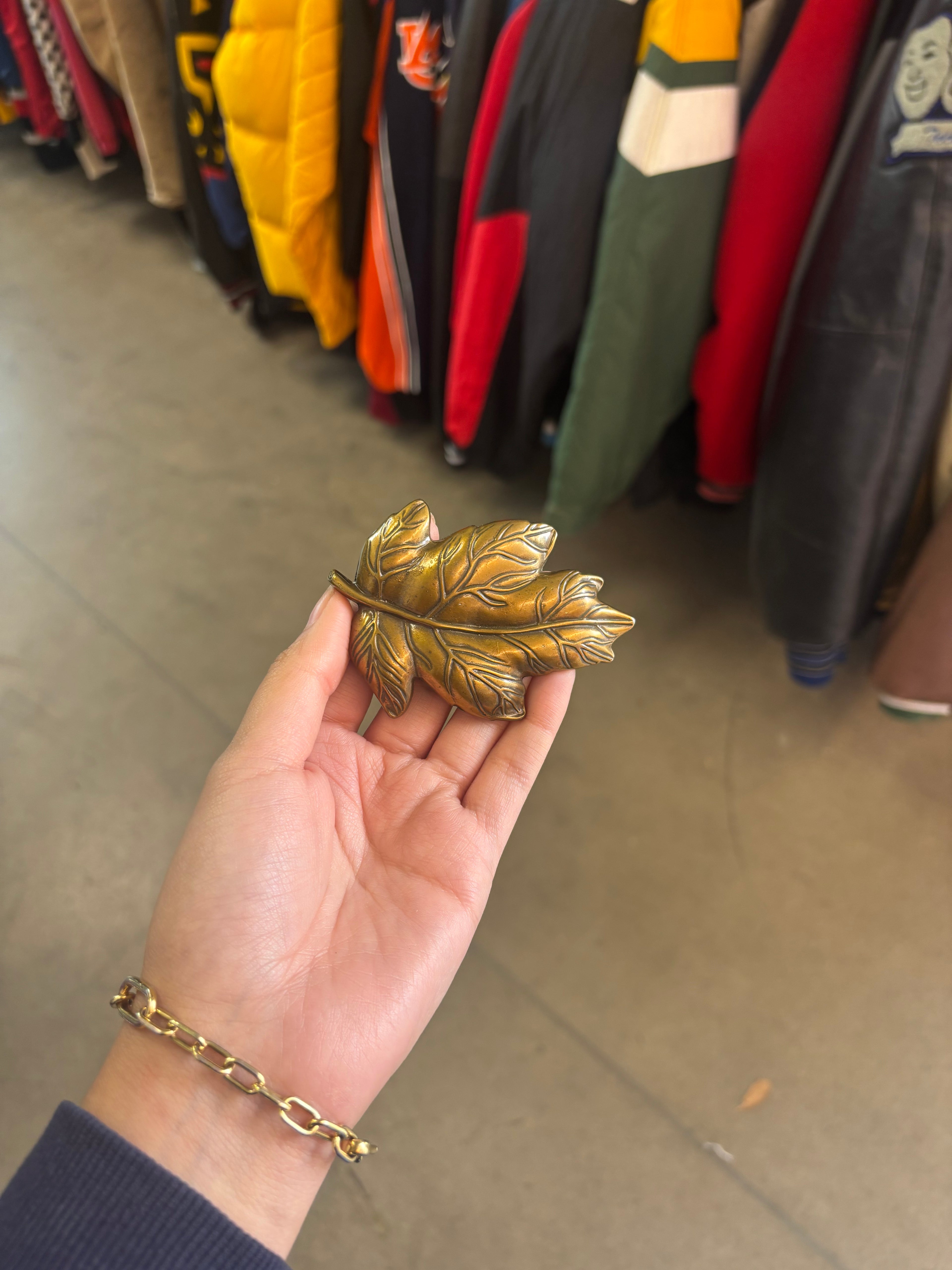 Vintage Gold Leaf Brass Belt Buckle