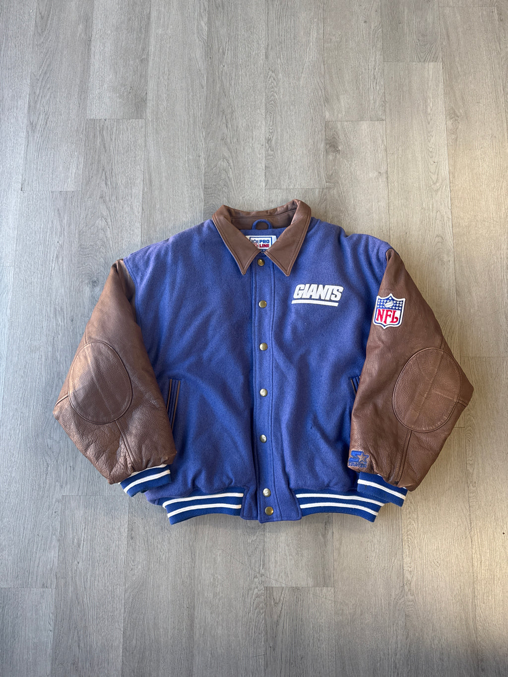 Vintage Starter New York Giants Leather Varsity Jacket
