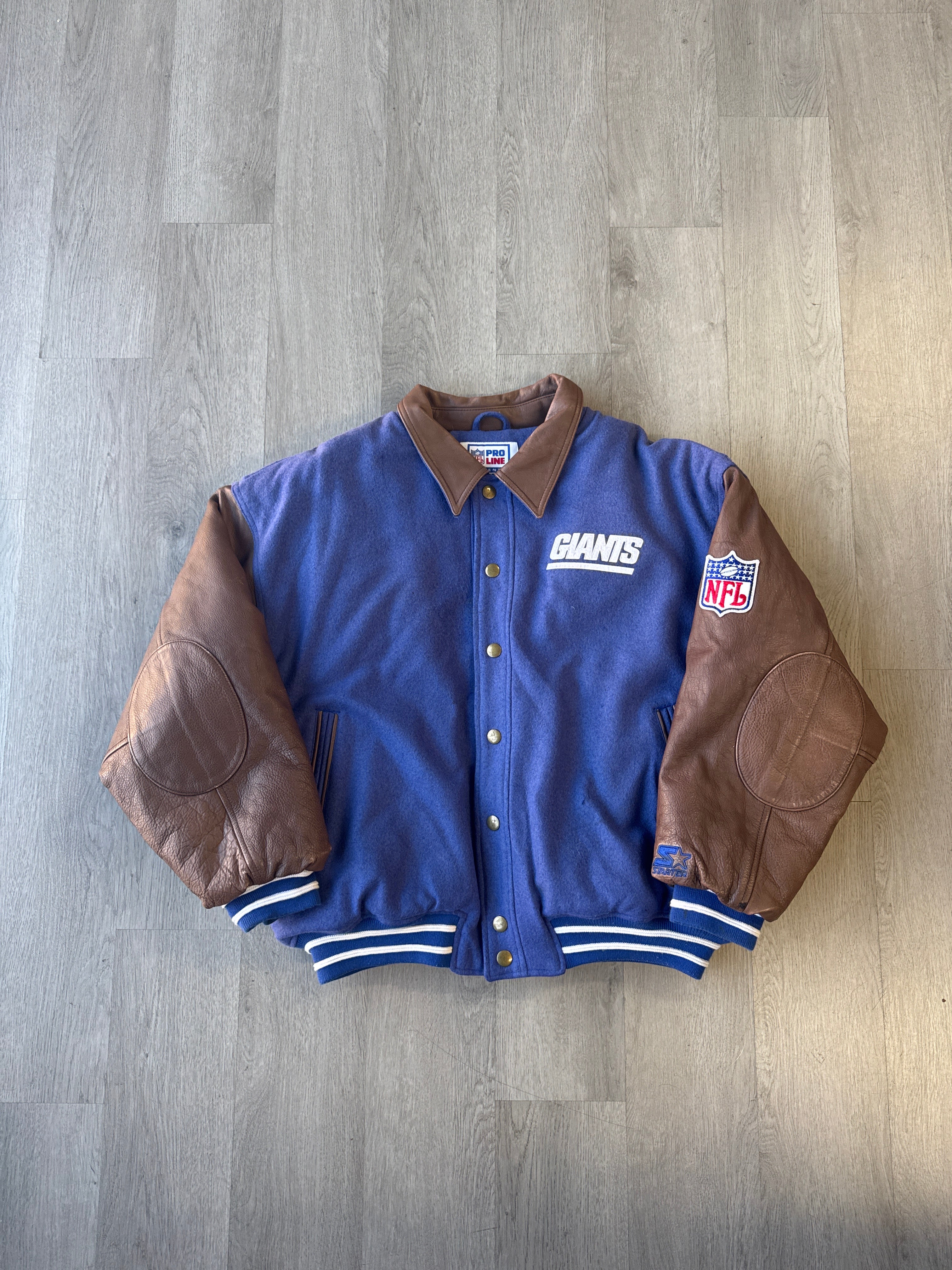 Vintage Starter New York Giants Leather Varsity Jacket