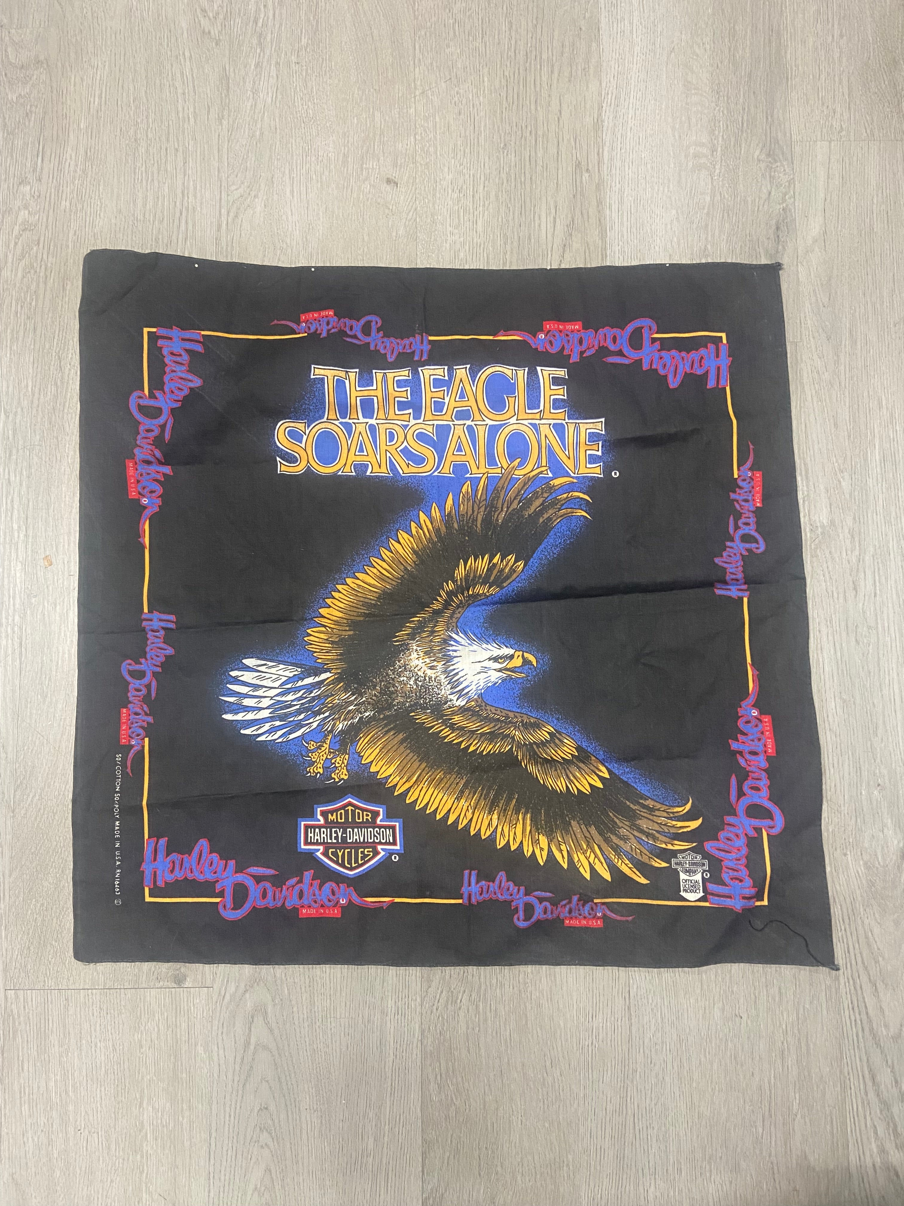 Vintage 80s Harley-Davidson “The Eagle Soars Alone” Bandana