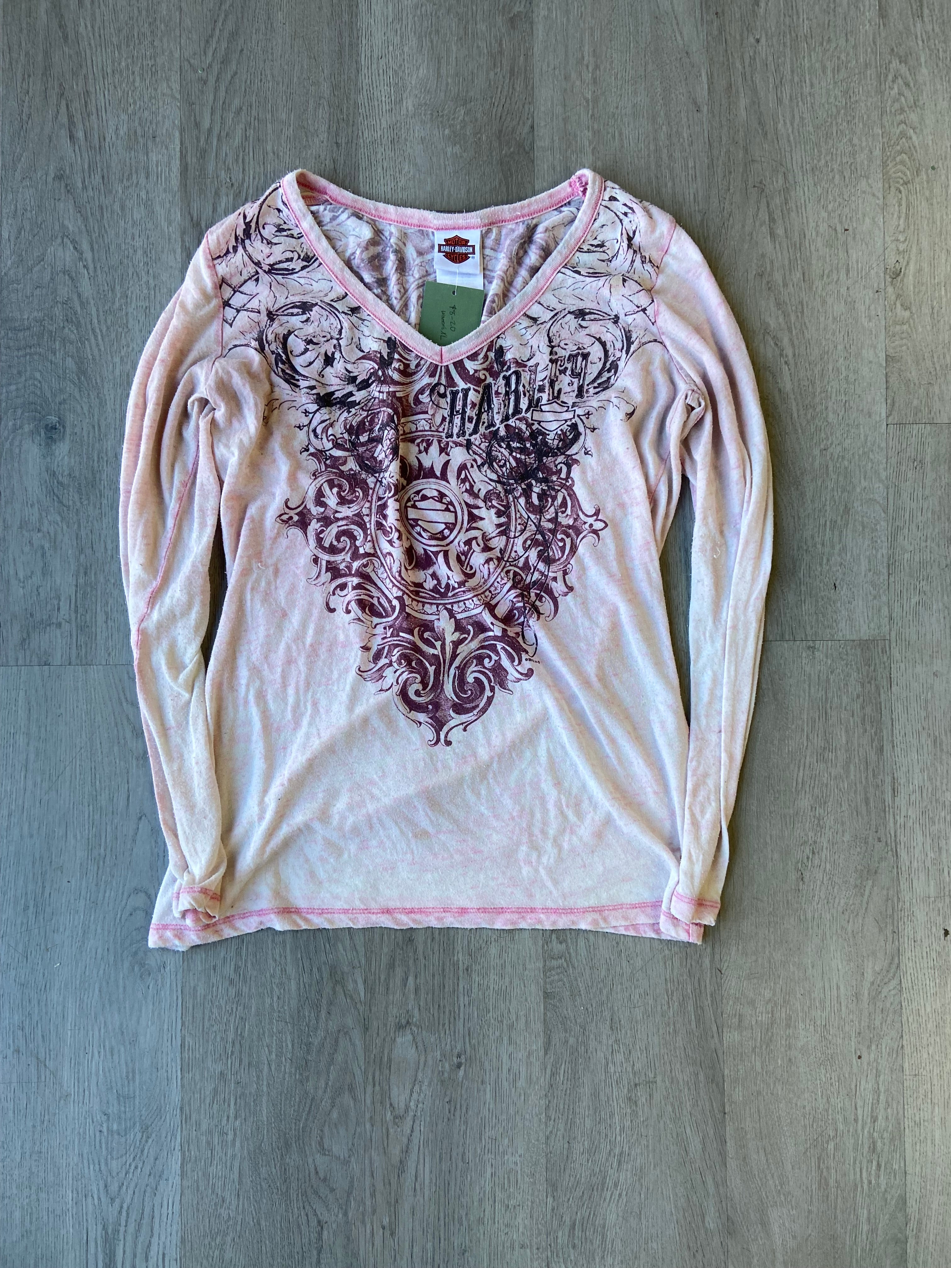 Vintage Harley Davidson Women’s Light Pink Long Sleeve Tee