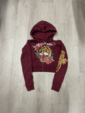 Women’s Ed Hardy Burgundy Tiger Cropped Zip Up Jacket