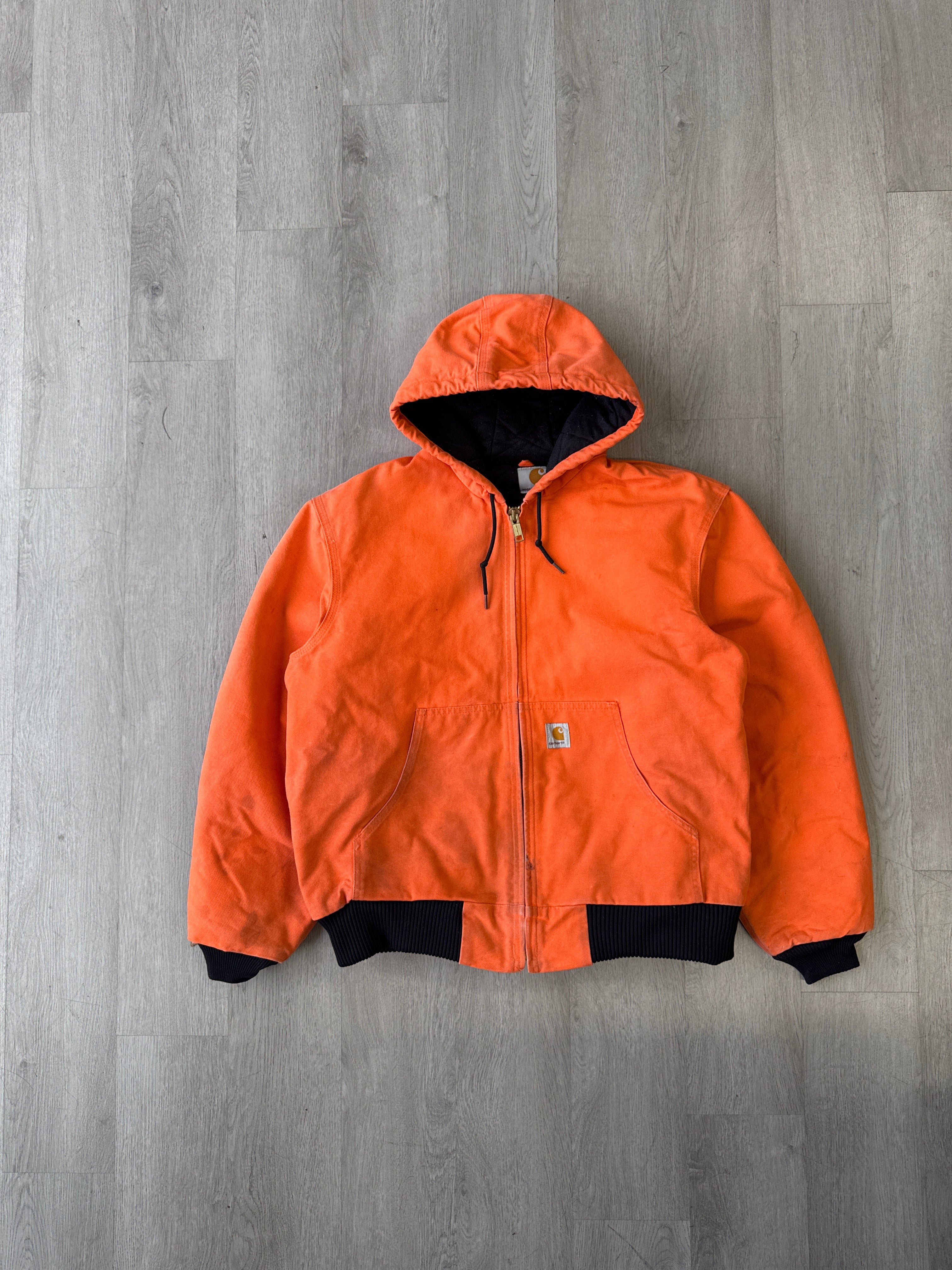 Vintage Carhartt Blaze Orange Active Hooded Work Jacket