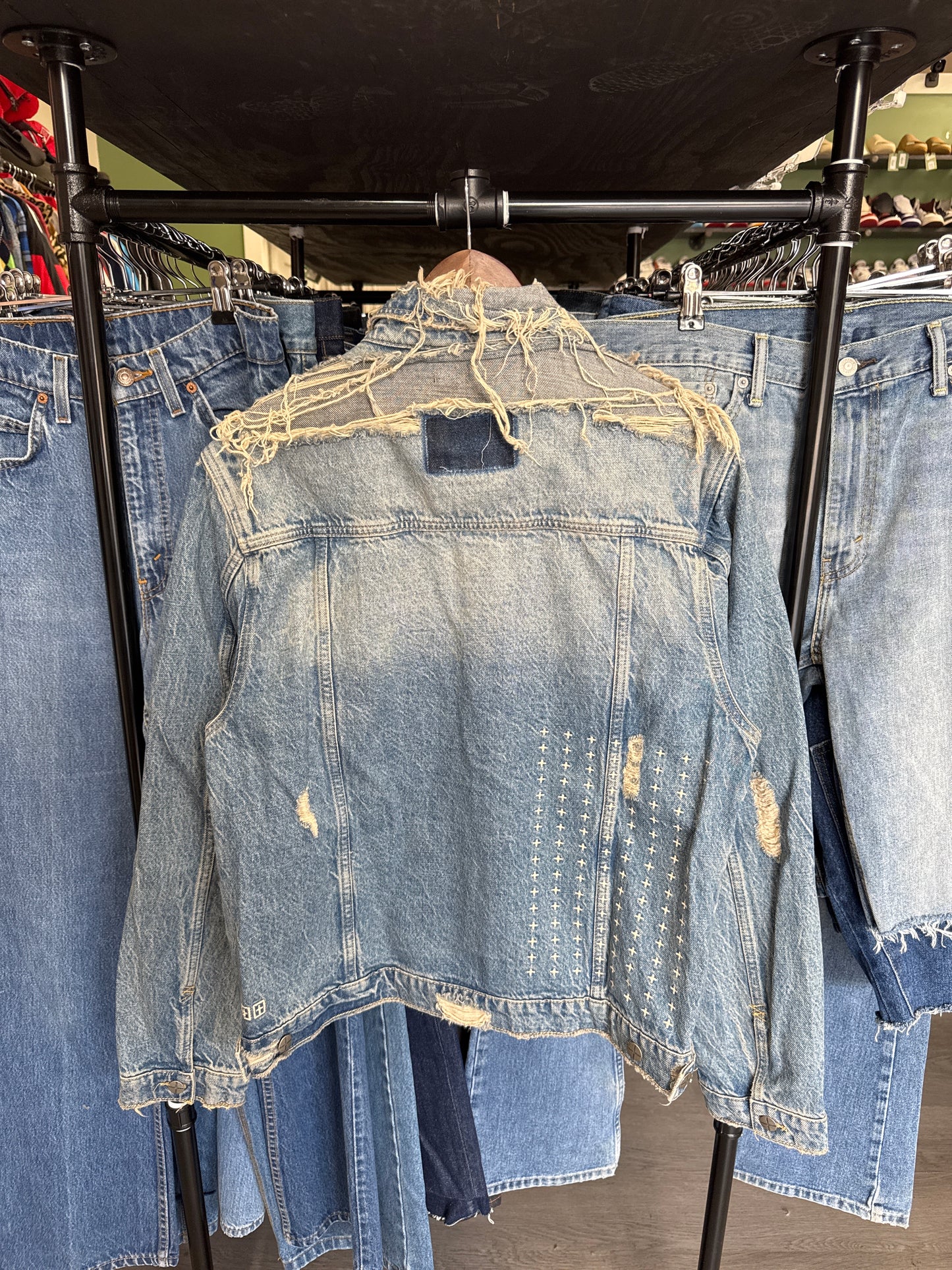 Ksubi Classic Heritage Repair Distressed Denim Jean Jacket