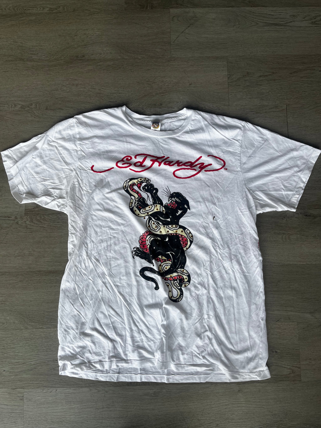 Y2K Ed Hardy Rhinestone  Panther V Snake Tee