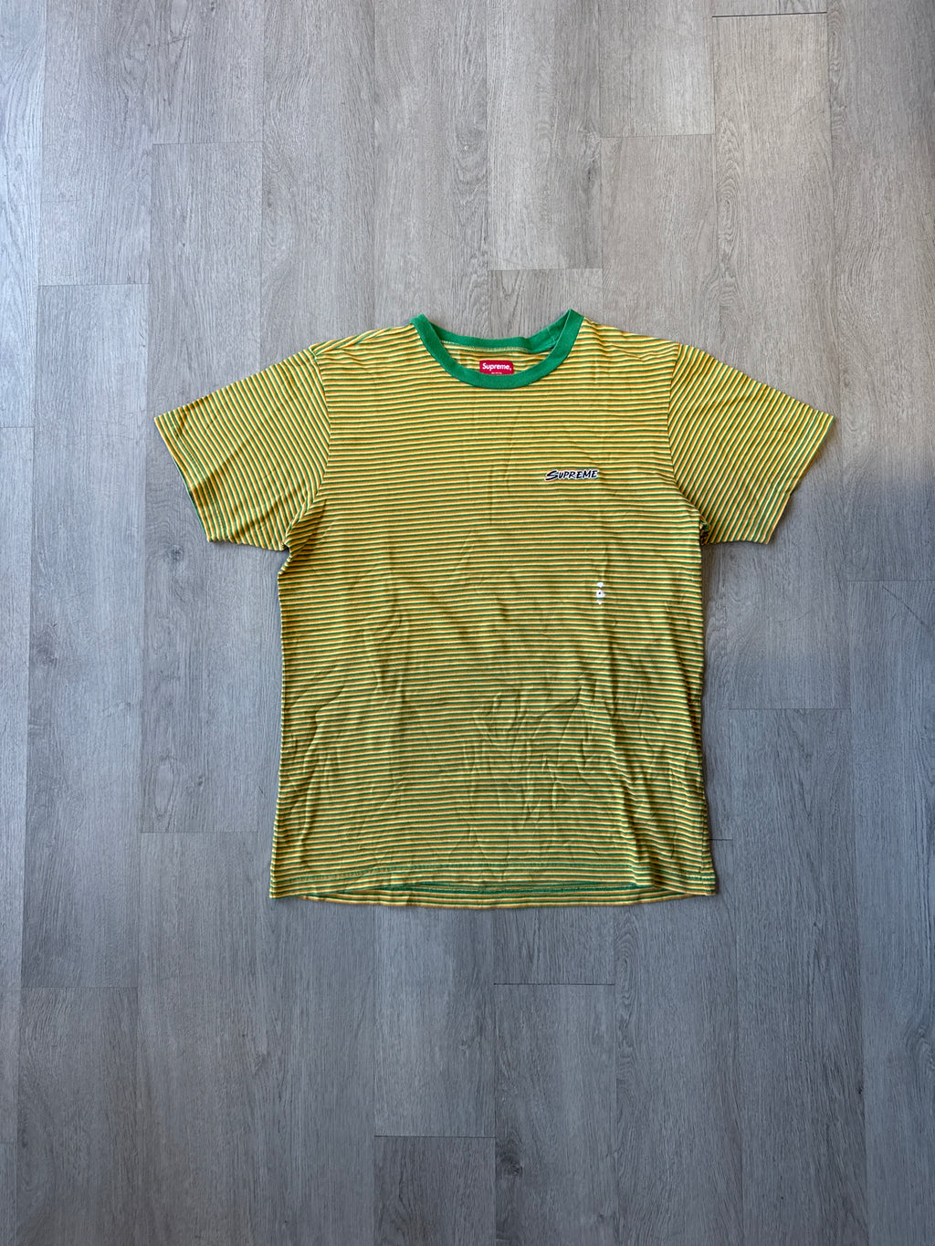 Supreme Multi Stripe Yellow Green Tee