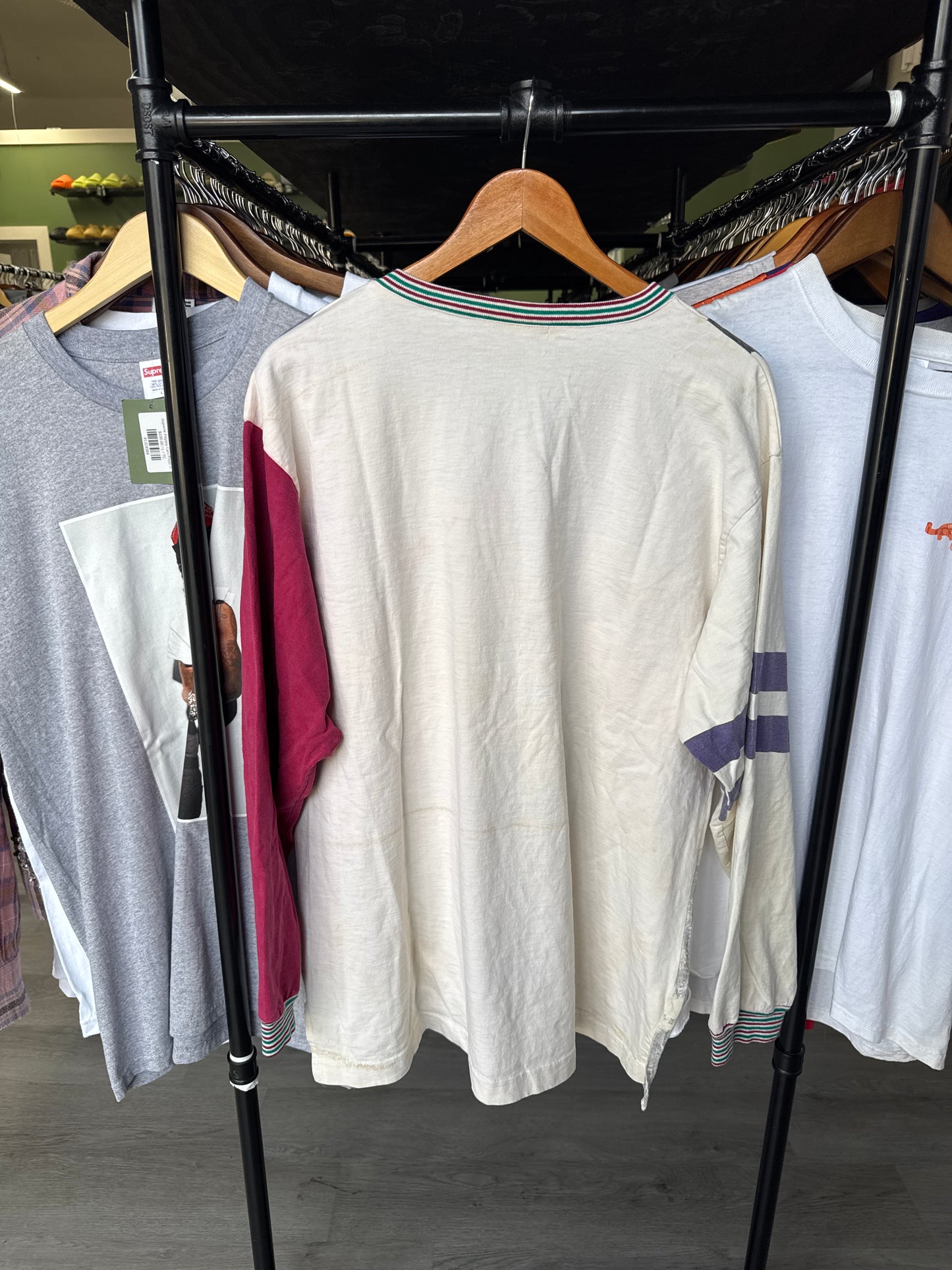 Vintage 90s Patchwork Graphic Adventure Bound Lace Up Long Sleeve Tee