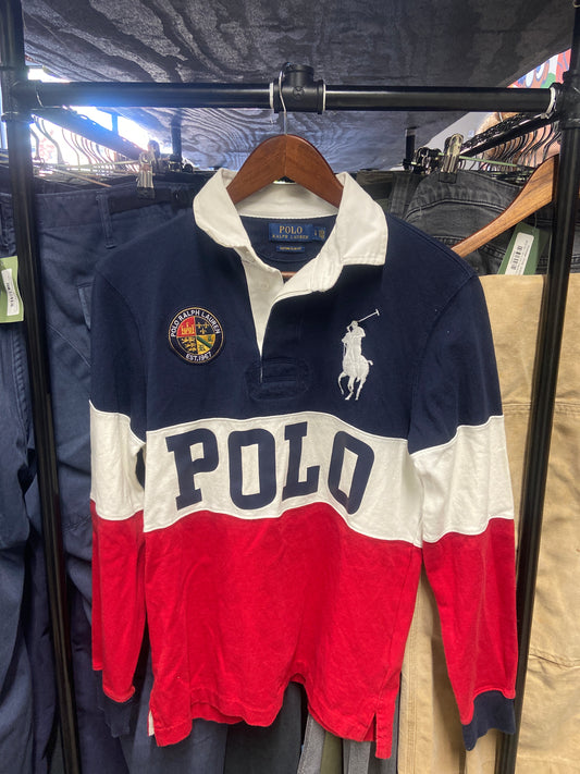Y2K Polo Ralph Lauren Navy/Red Rugby Longsleeve Shirt